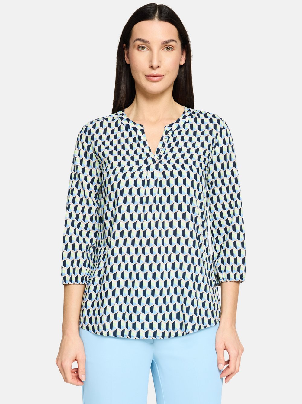 Thumbnail - Betty Barclay Schlupfbluse Damen Viskose blau gemustert, 46