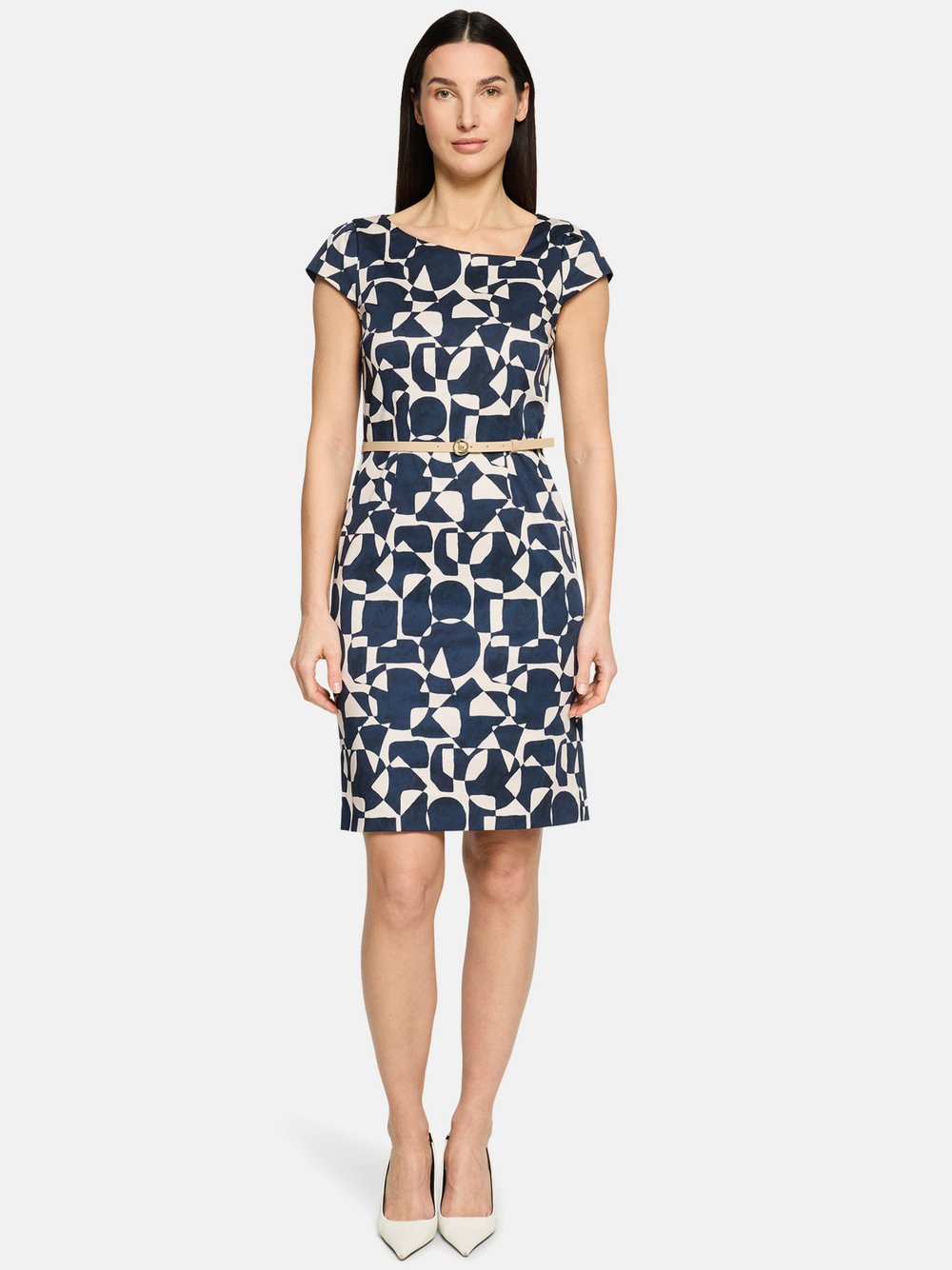 Betty & Co Etuikleid Damen Baumwolle blau gemustert, 42