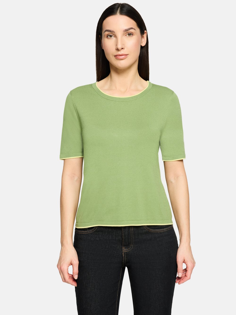 Cartoon Strickpullunder Damen Viskose grün gemustert, 38