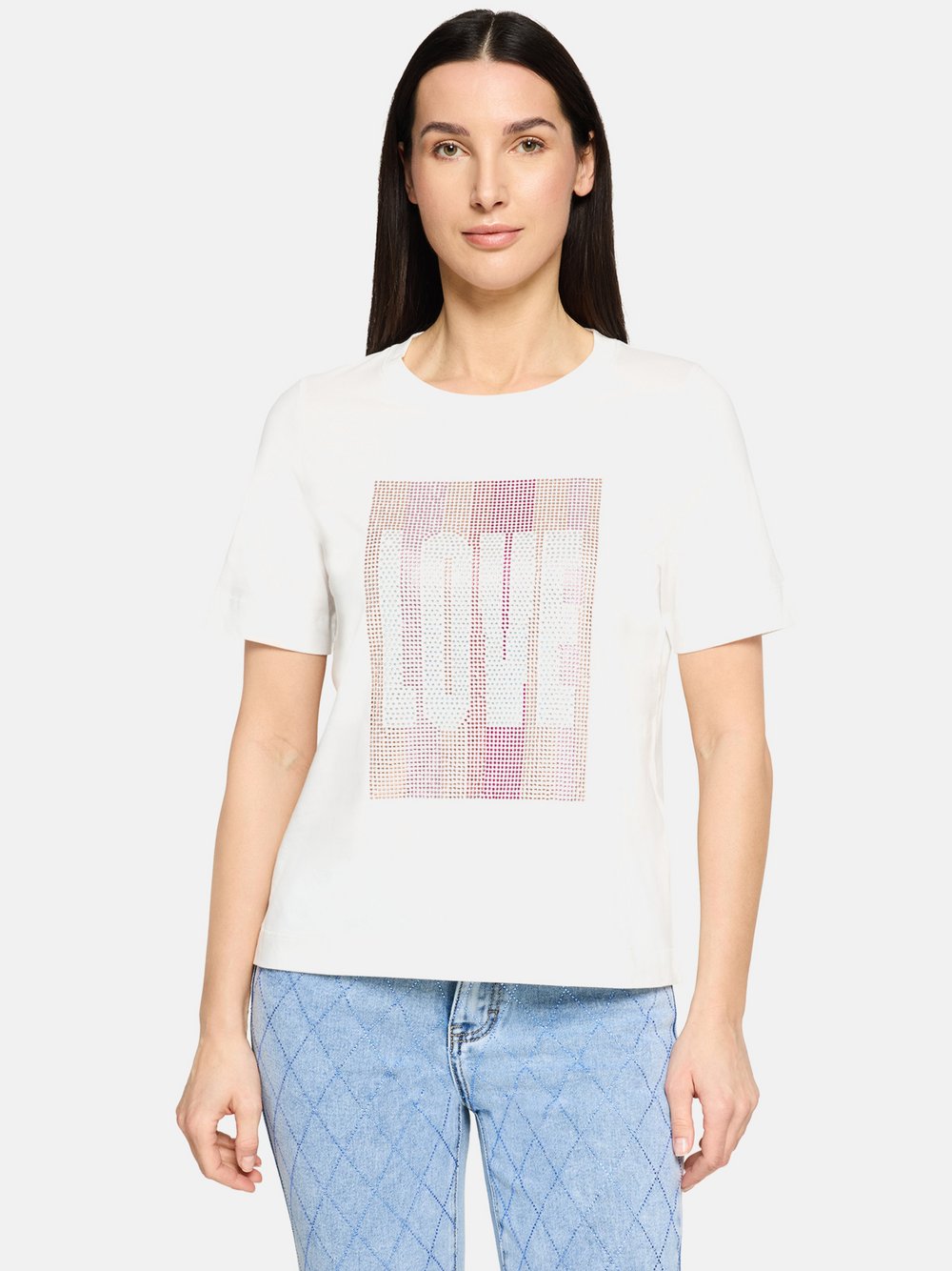 Cartoon Kurzarmshirt Damen Baumwolle weiß bedruckt, 44