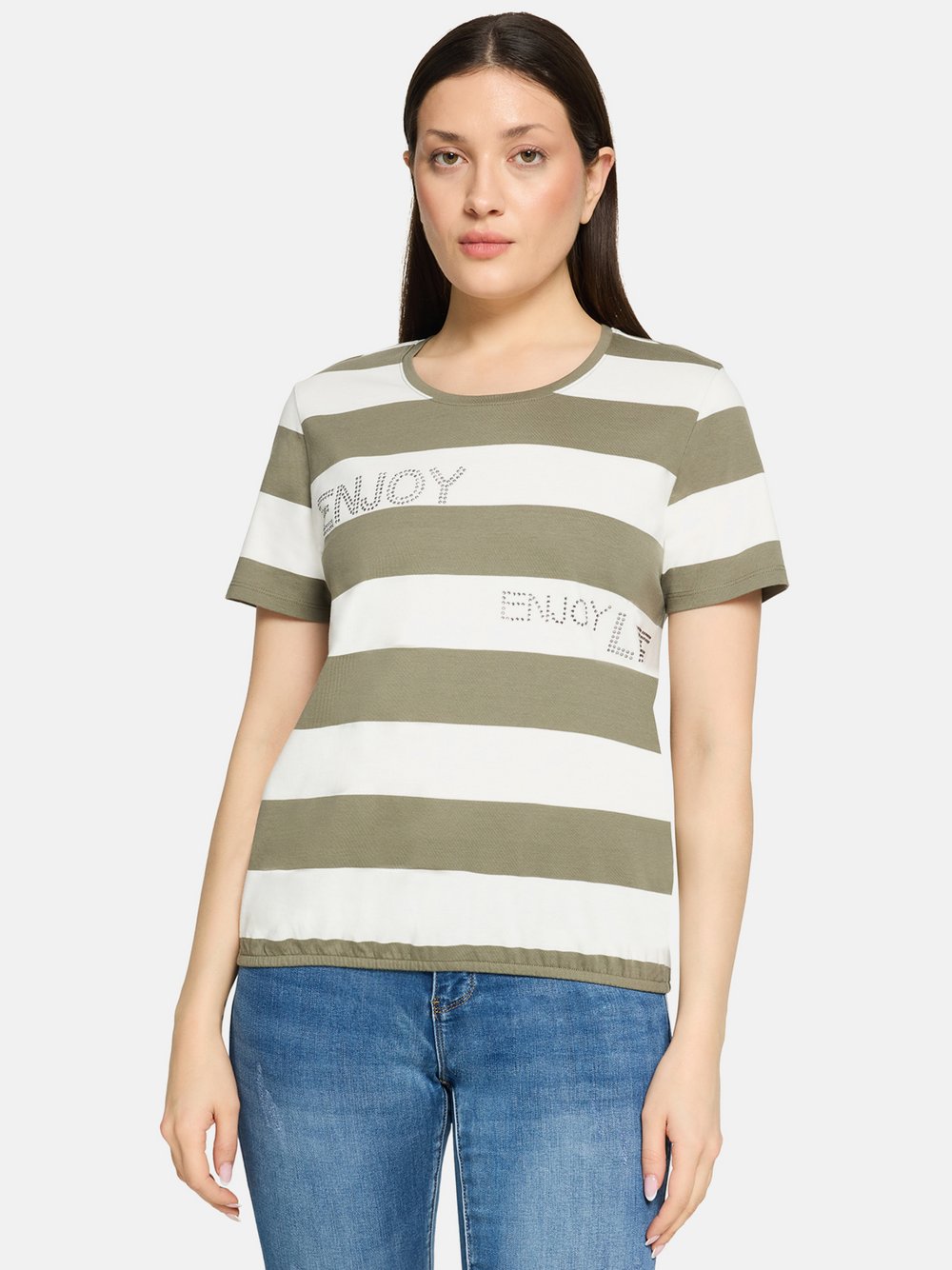 Betty Barclay Ringelshirt Damen Baumwolle grün gestreift, 42