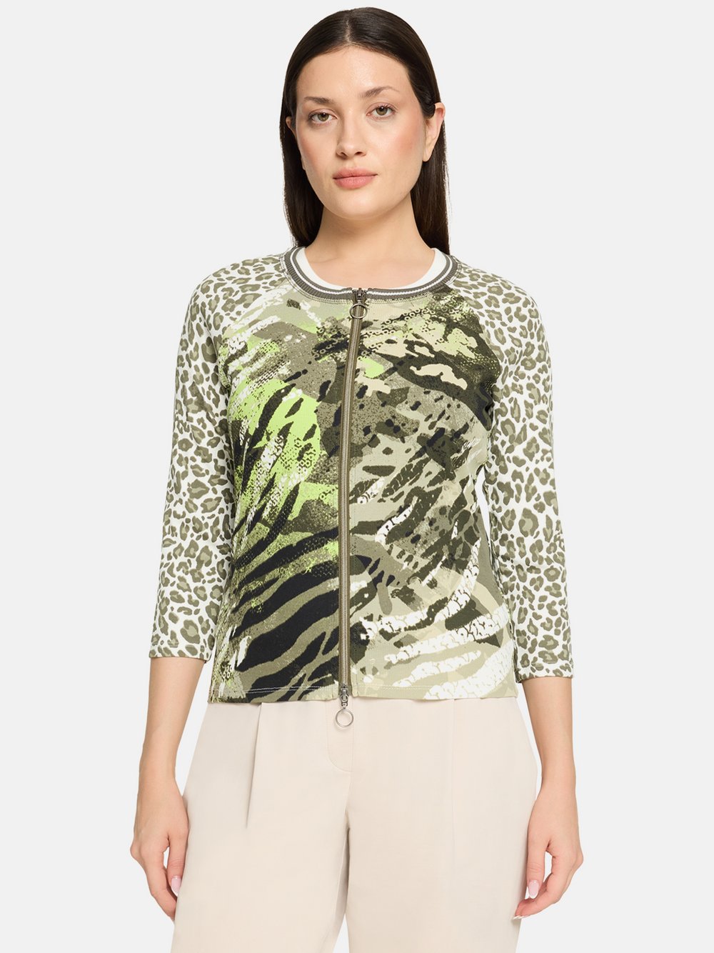 Betty Barclay Shirtjacke Damen Baumwolle grün gemustert, 36