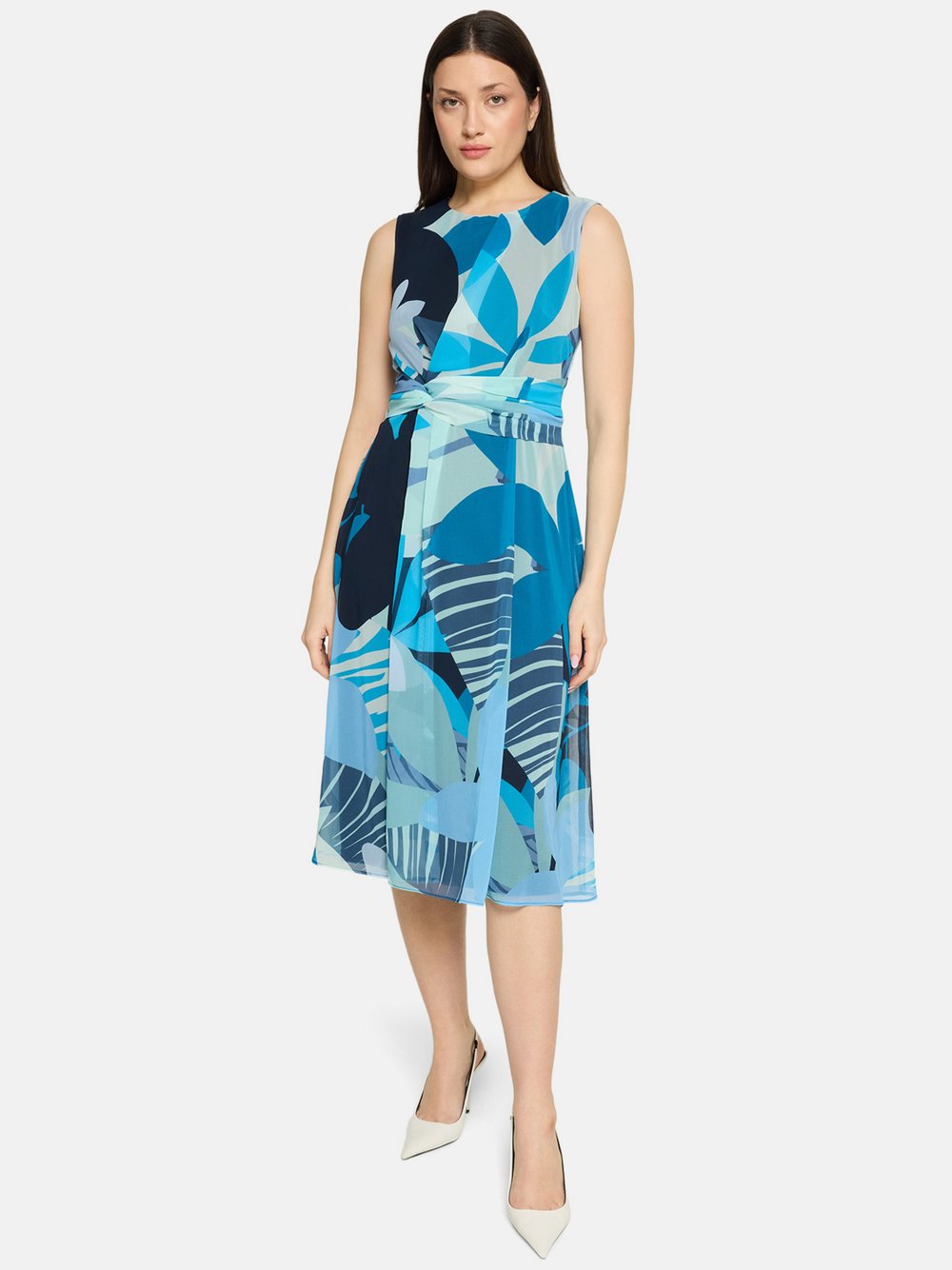 Betty & Co Midikleid Damen blau gemustert, 40