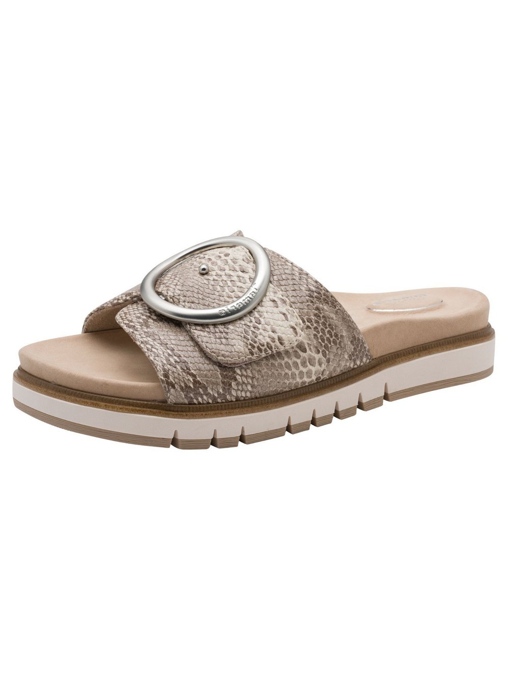 Tamaris Pantolette Damen Leder beige strukturiert, 41