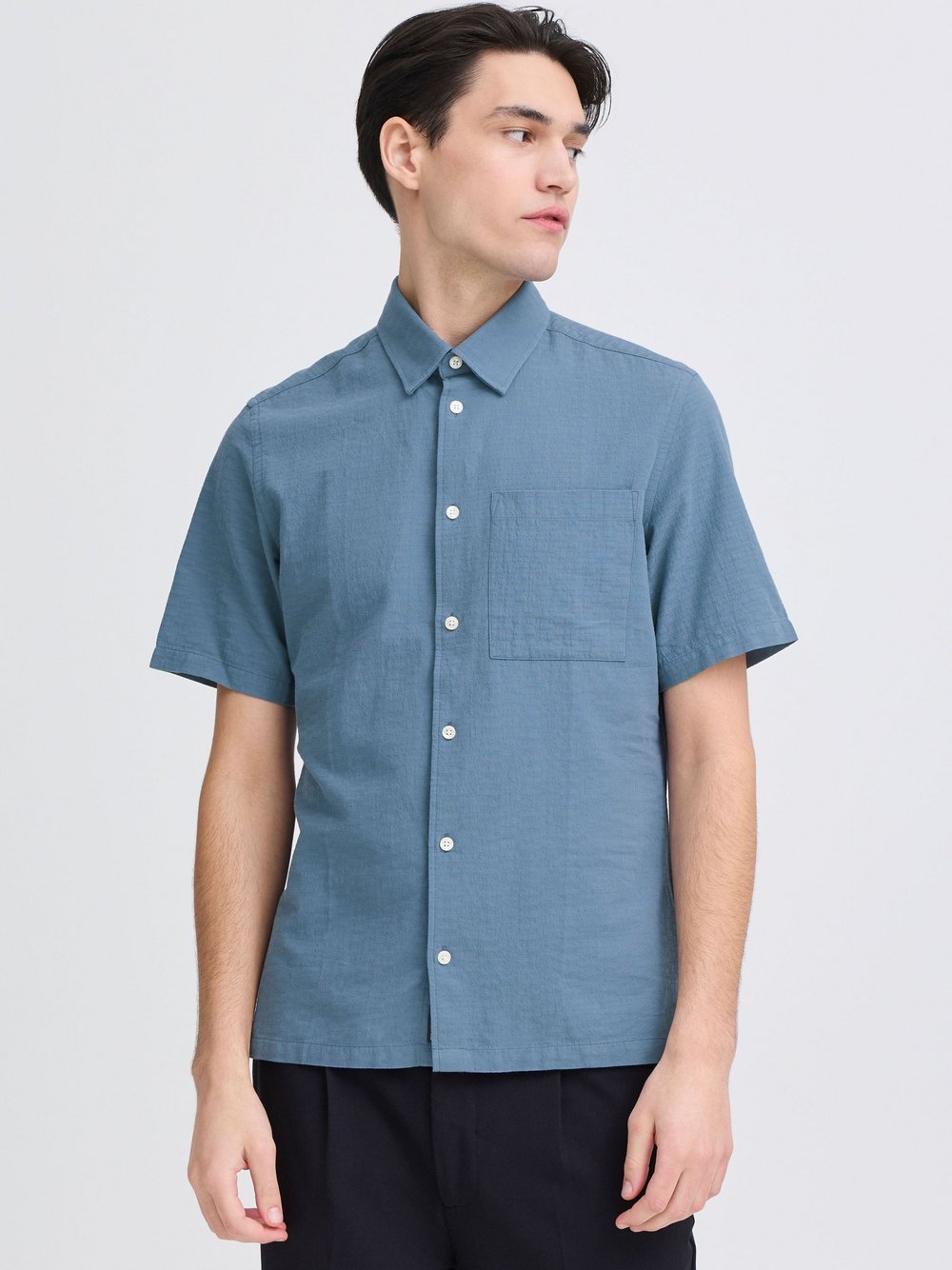 CASUAL FRIDAY Kurzarmhemd Herren Baumwolle blau, L