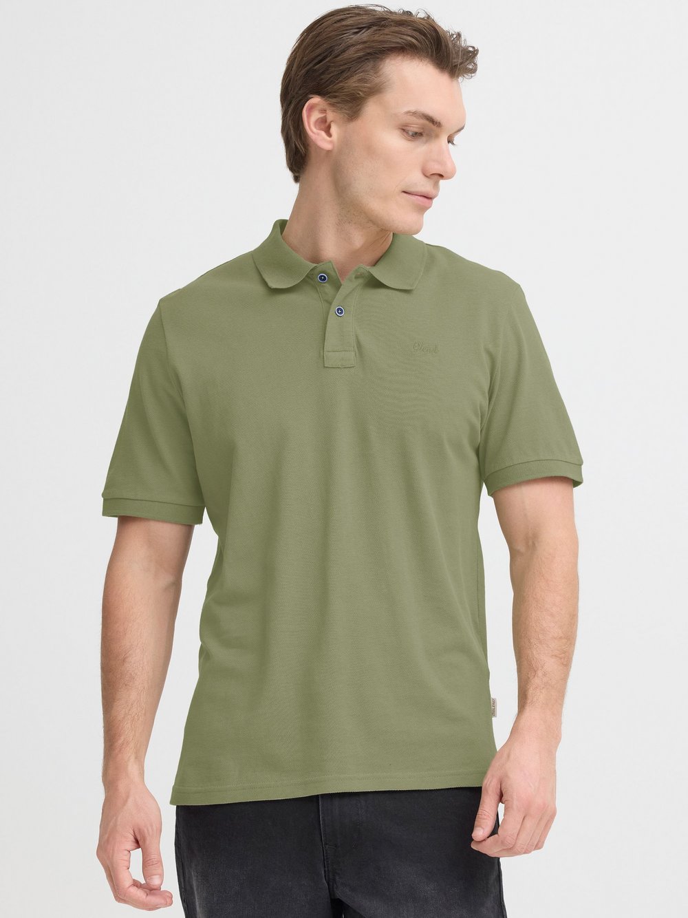 BLEND Poloshirt Herren Baumwolle grün strukturiert, XXXL