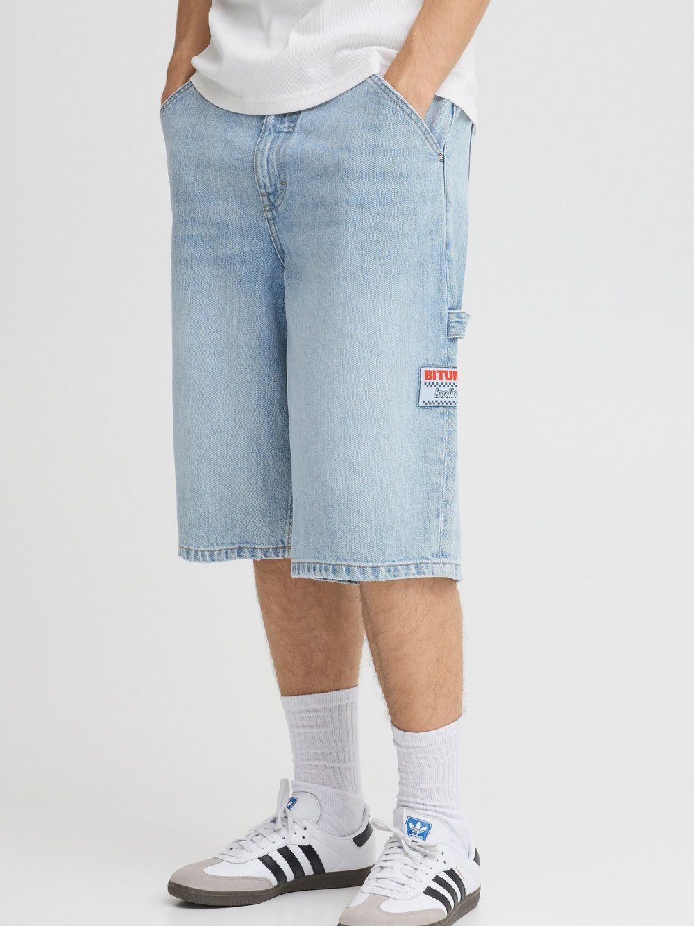 Solid Bermudas Herren Baumwolle blau, L