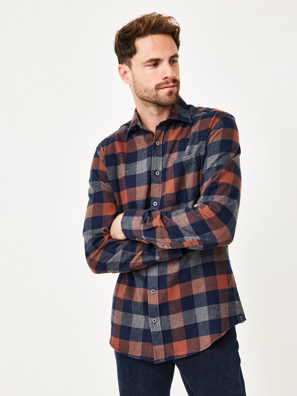 Paddock`s Hemd Herren Regular Fit Baumwolle braun kariert, XXL