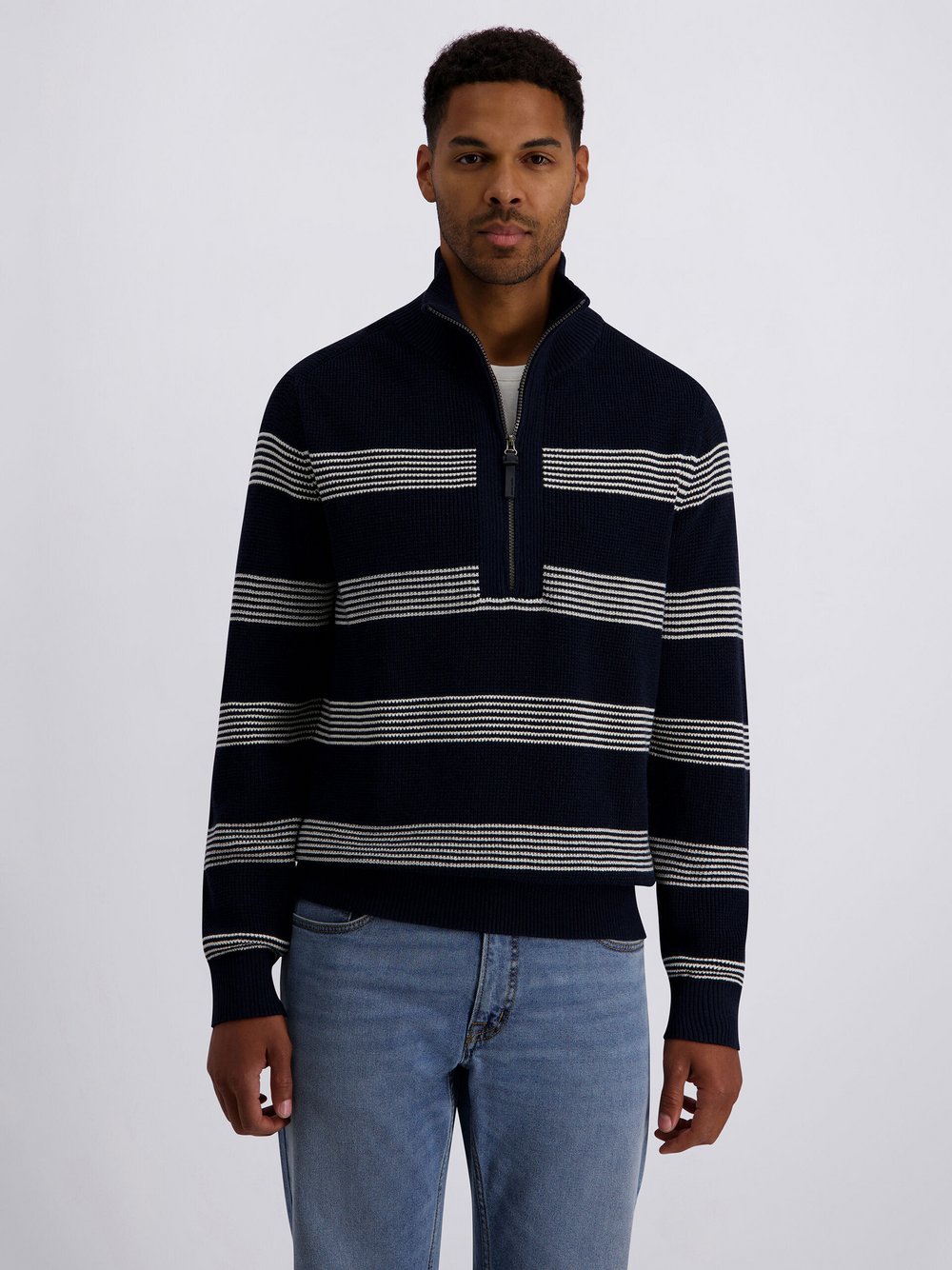 Pierre Cardin Strickpullover Herren Baumwolle blau gestreift, M