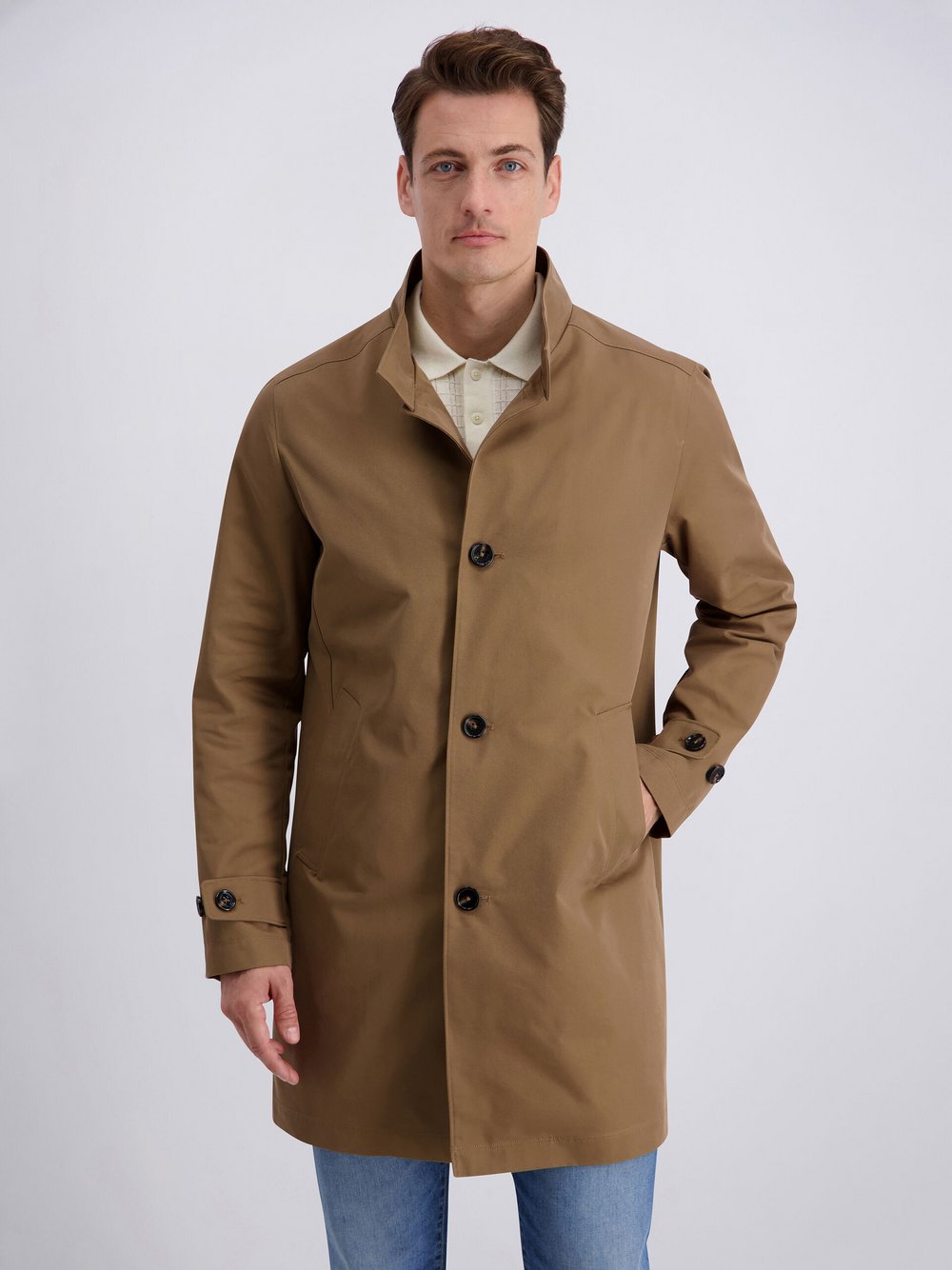 Pierre Cardin Mantel Herren Baumwolle braun, 52