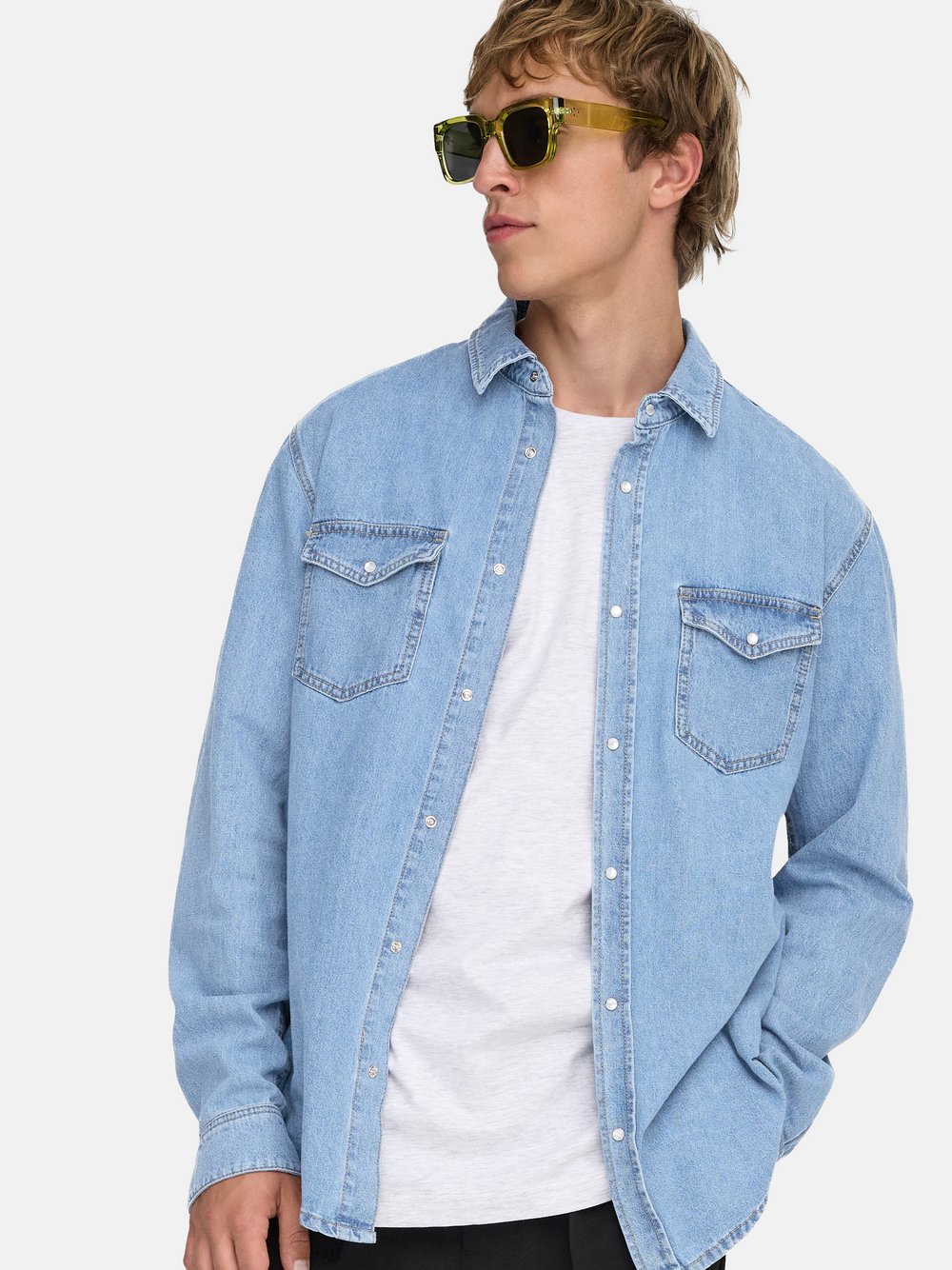 Thumbnail - Only&Sons Jeanshemd Herren Regular Fit Baumwolle blau, S