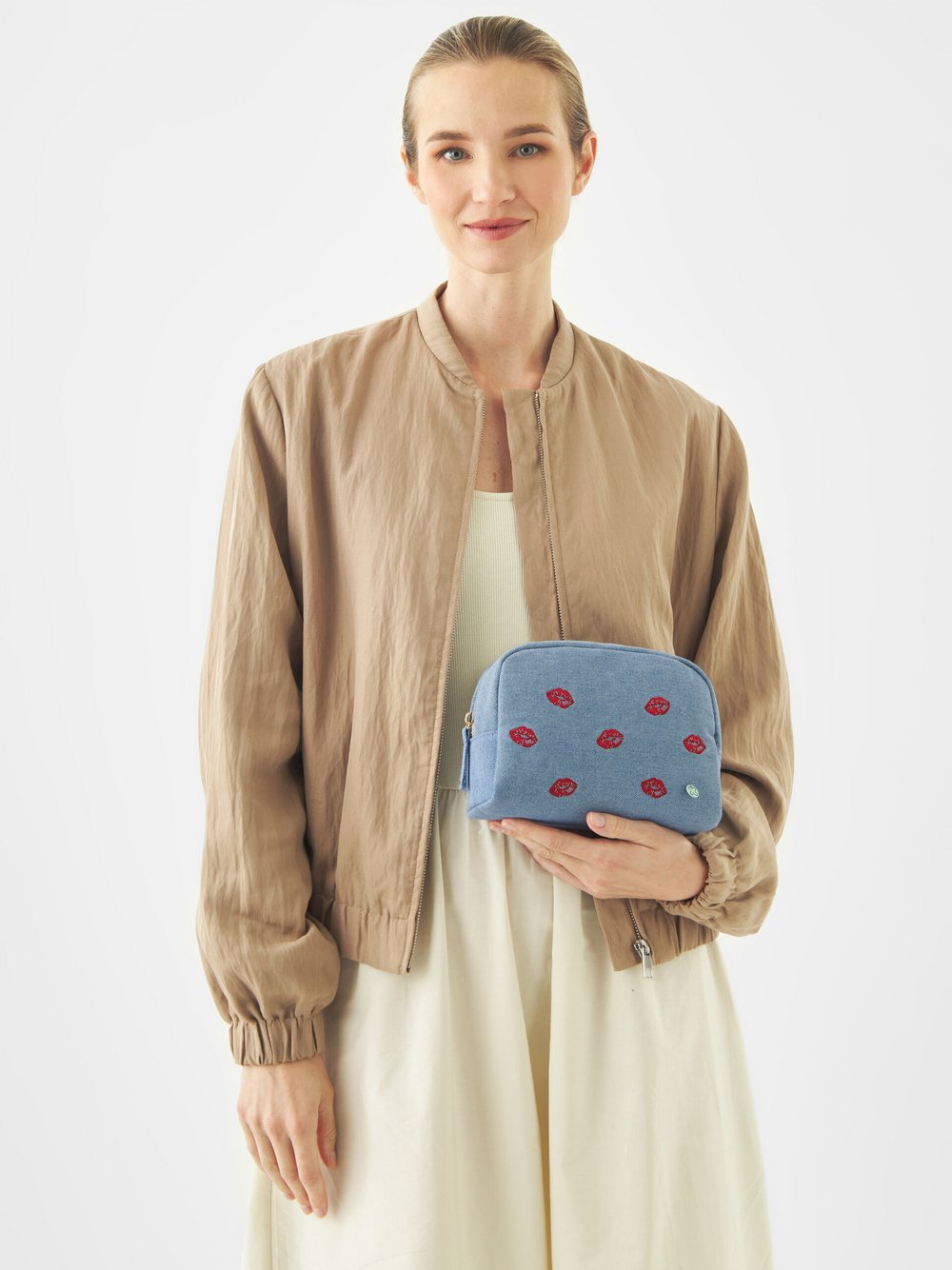 Thumbnail - Codello Kosmetiktasche Damen Baumwolle blau bedruckt, ONE SIZE