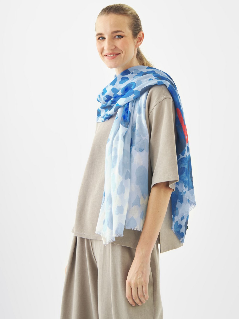 Codello Schal Damen Modal blau bedruckt, ONE SIZE