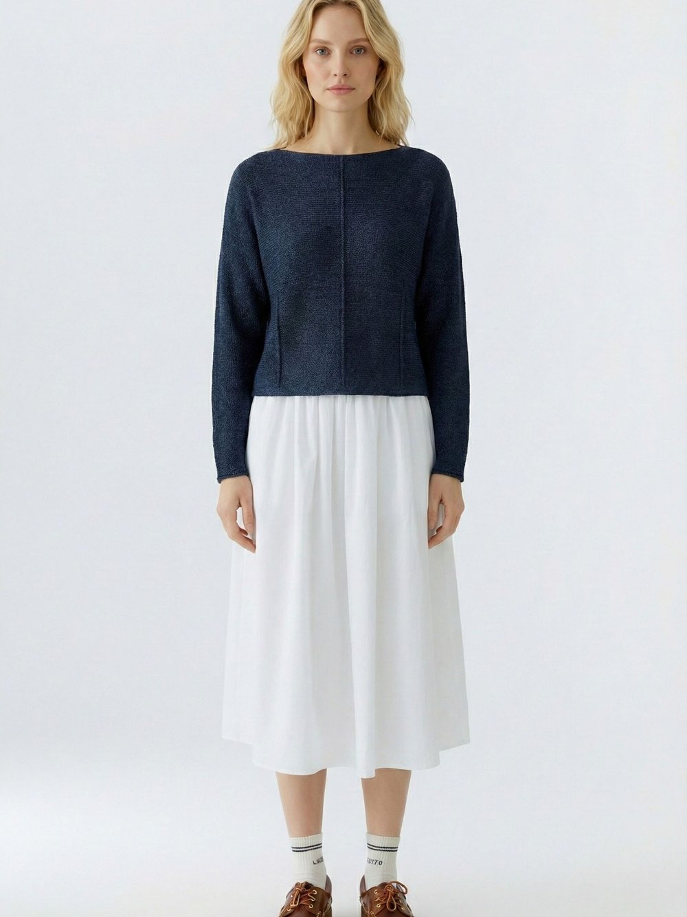 Thumbnail - Oui Pullover Damen Baumwolle blau, 38