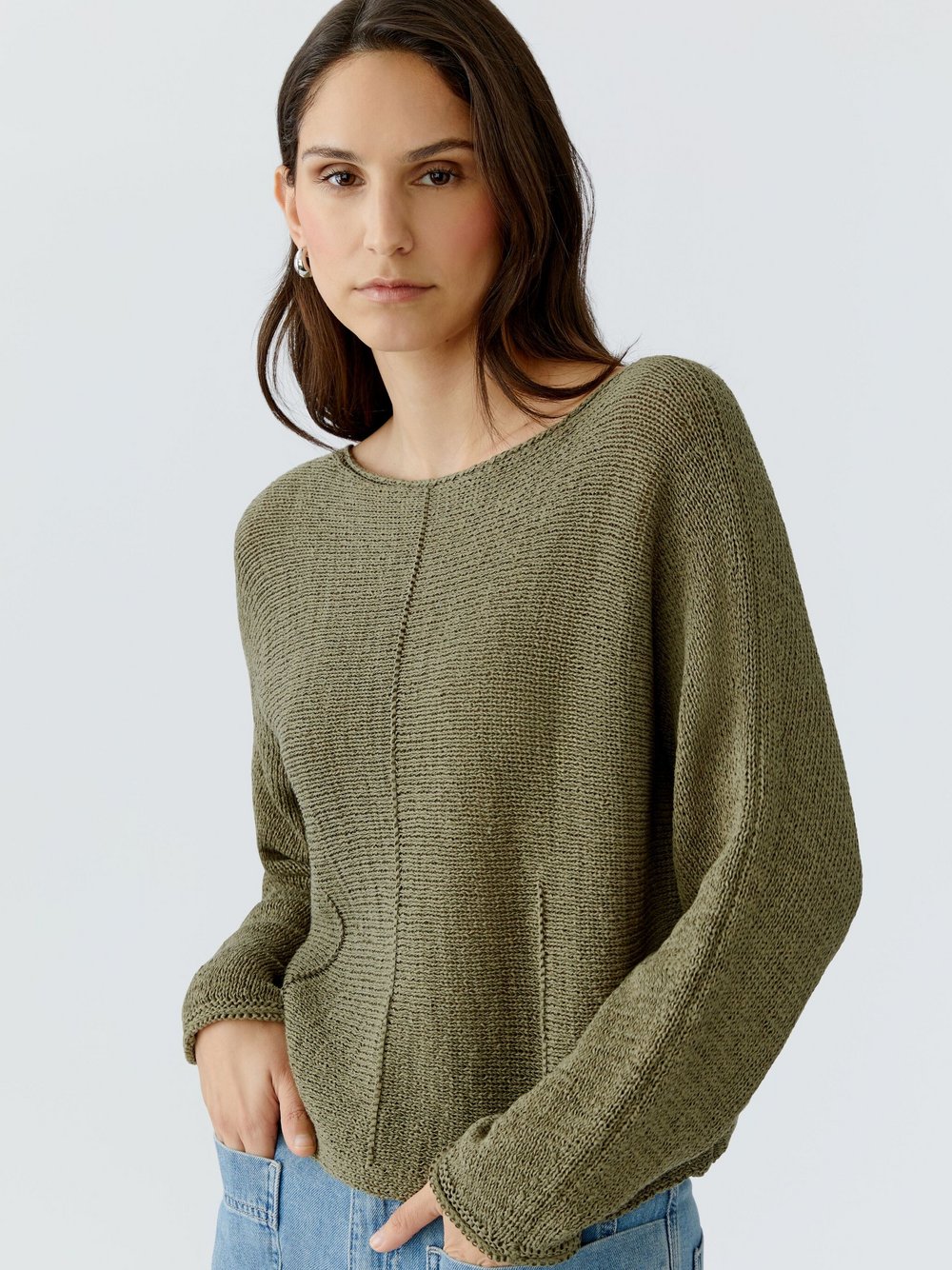 Oui Pullover Damen Baumwolle grün, 36