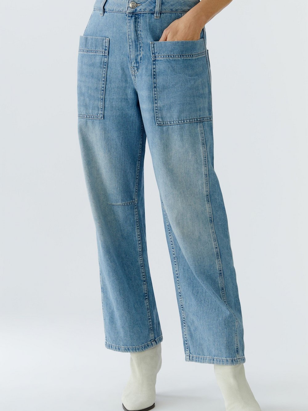 Thumbnail - Oui Jeans Barrel Damen Baumwolle blau, 42