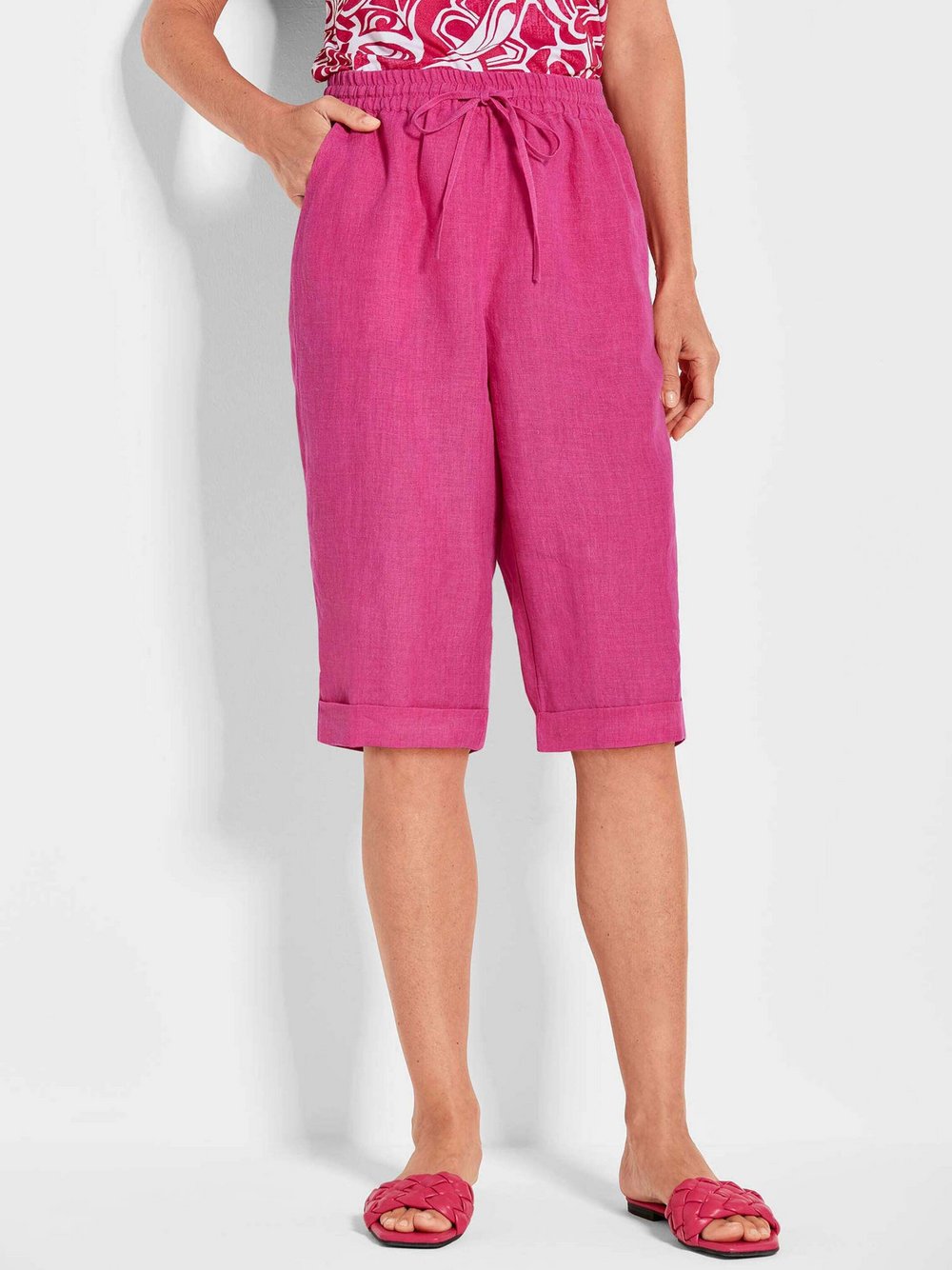 Goldner Schlupfhosen Damen Leinen pink, 21