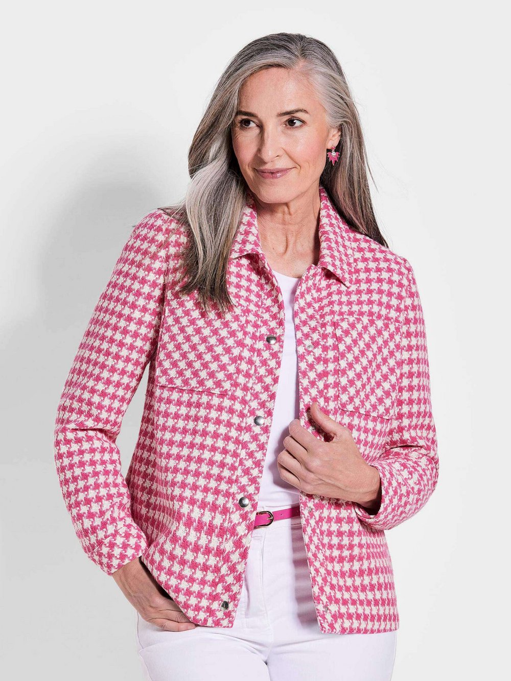 Goldner Jacke Damen Baumwolle pink kariert, 22