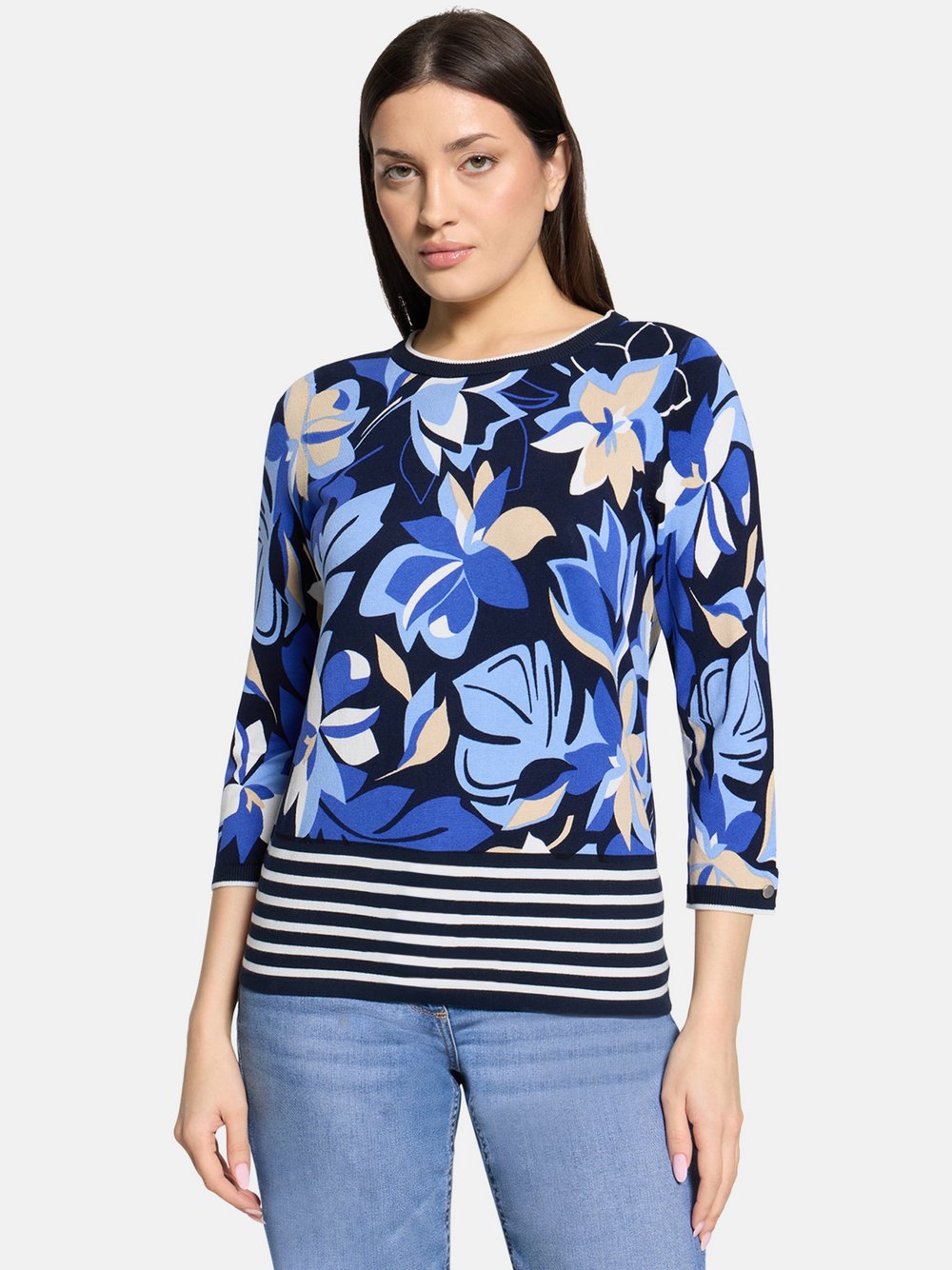 Betty Barclay Feinstrickpullover Damen Viskose blau gemustert, 38