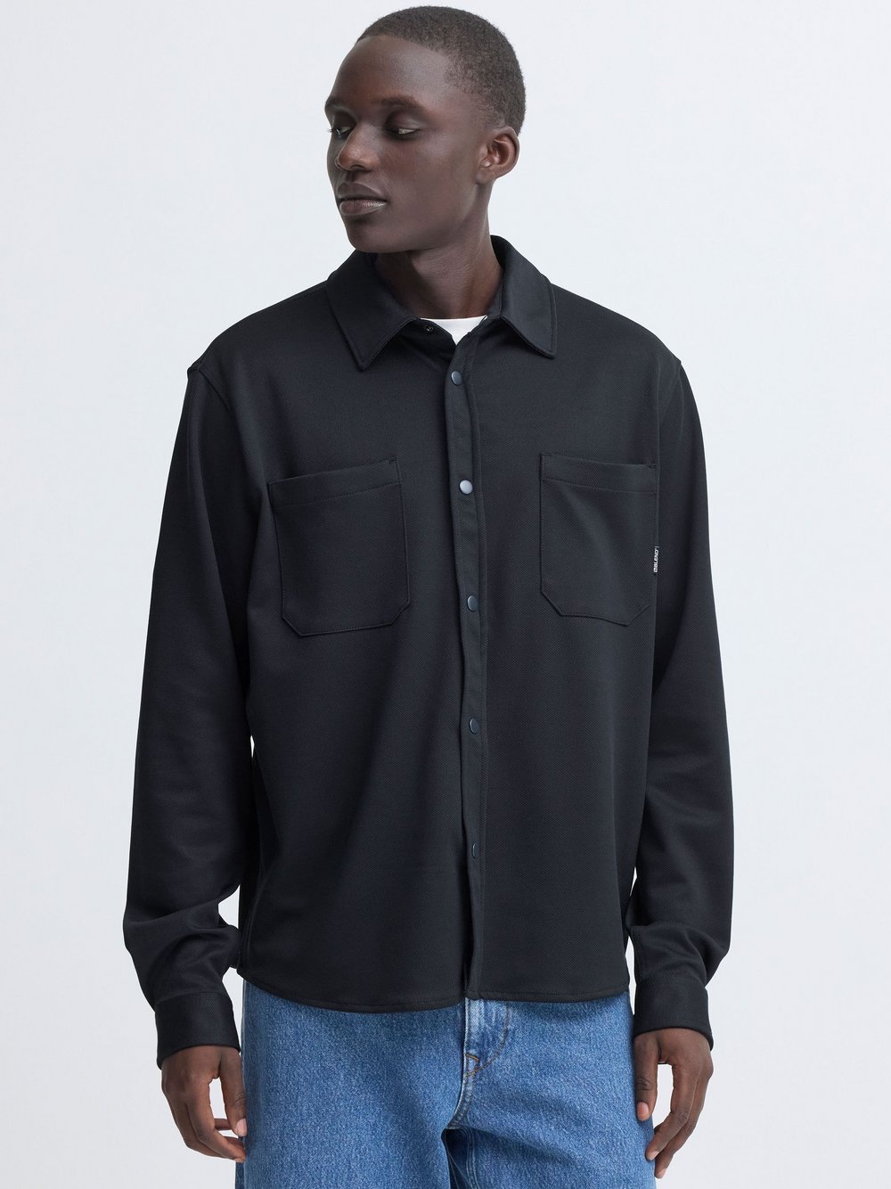 BLEND Langarmhemd Herren Comfort Fit blau strukturiert, L