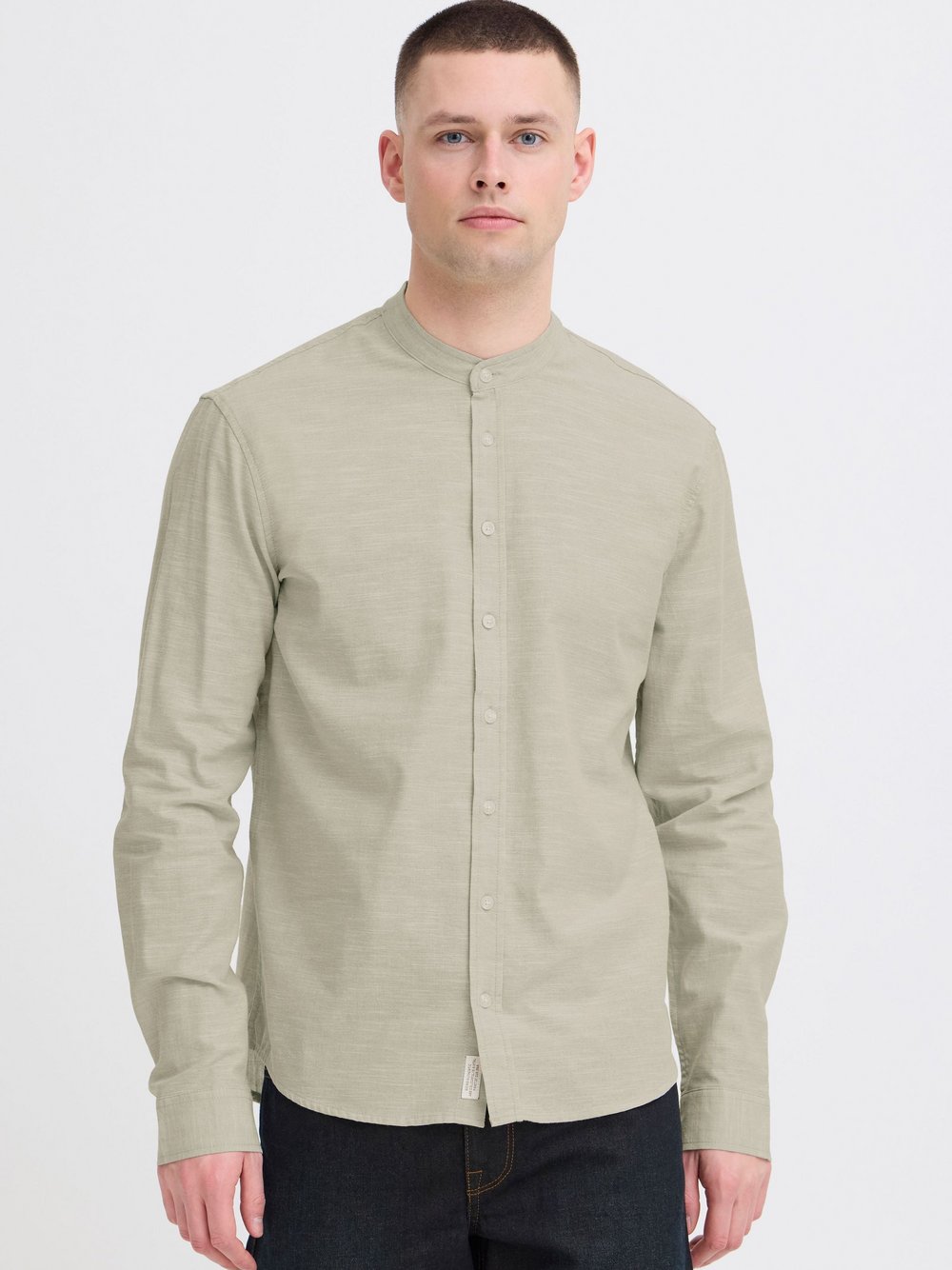 BLEND Langarmhemd Herren Regular Fit Baumwolle grün meliert, XXL