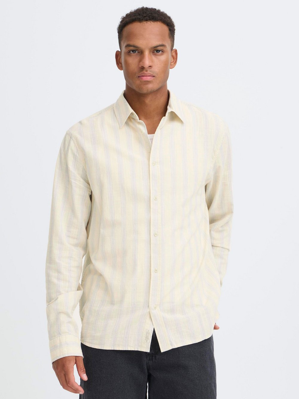 BLEND Langarmhemd Herren Regular Fit Baumwolle blau gestreift, XXXL