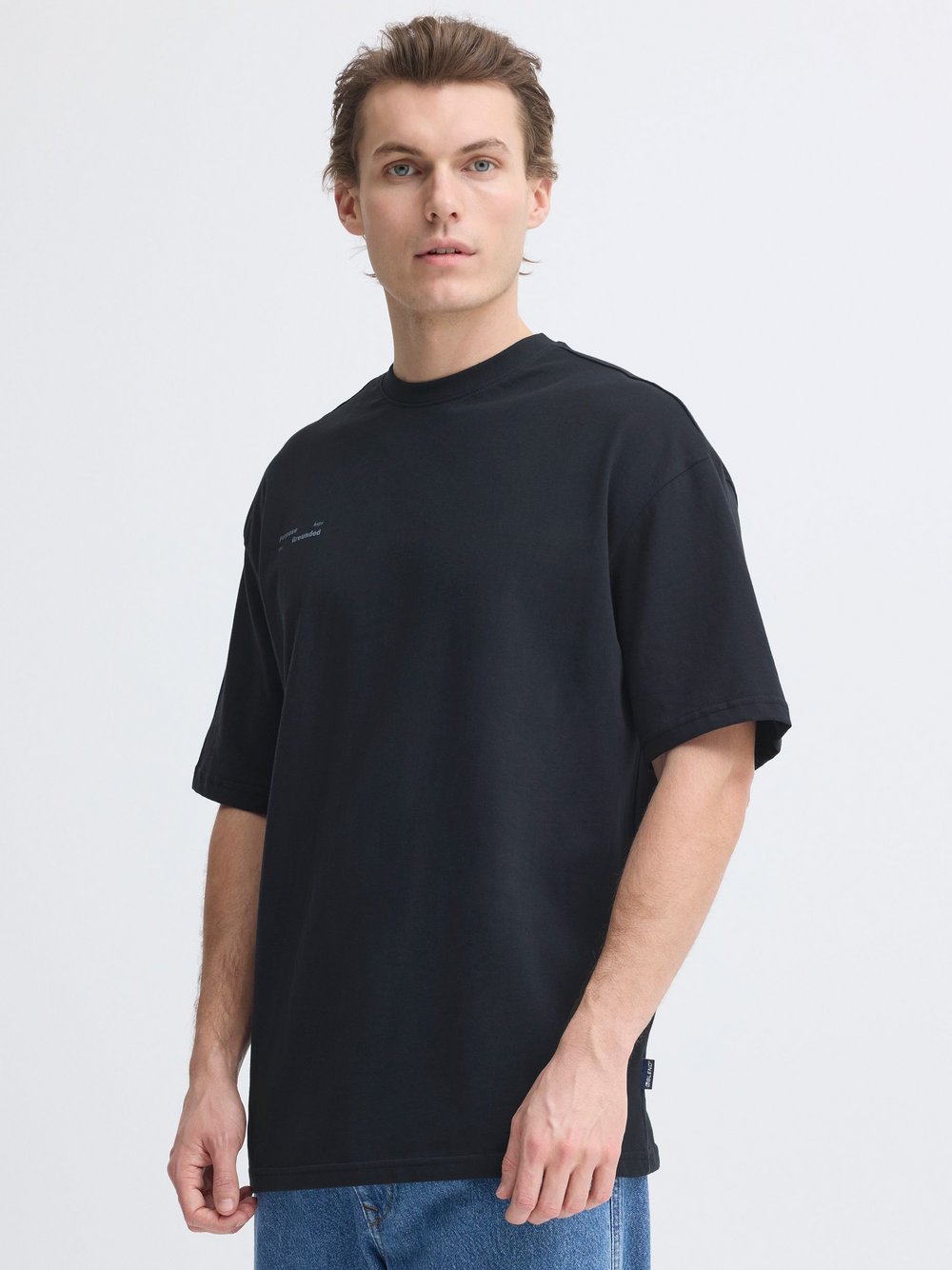 BLEND Rundhalsshirt Herren Baumwolle blau bedruckt, L