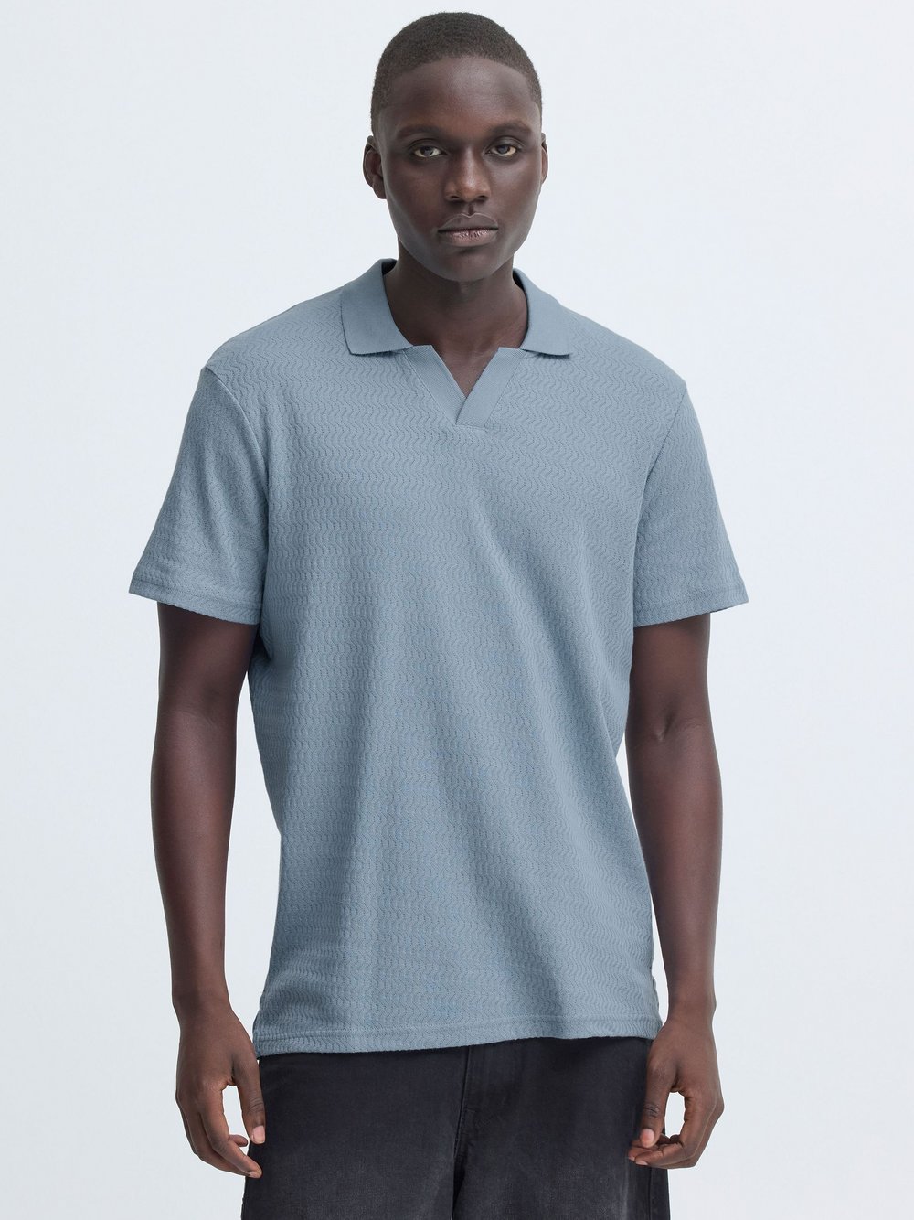 BLEND Poloshirt Herren Baumwolle blau, L