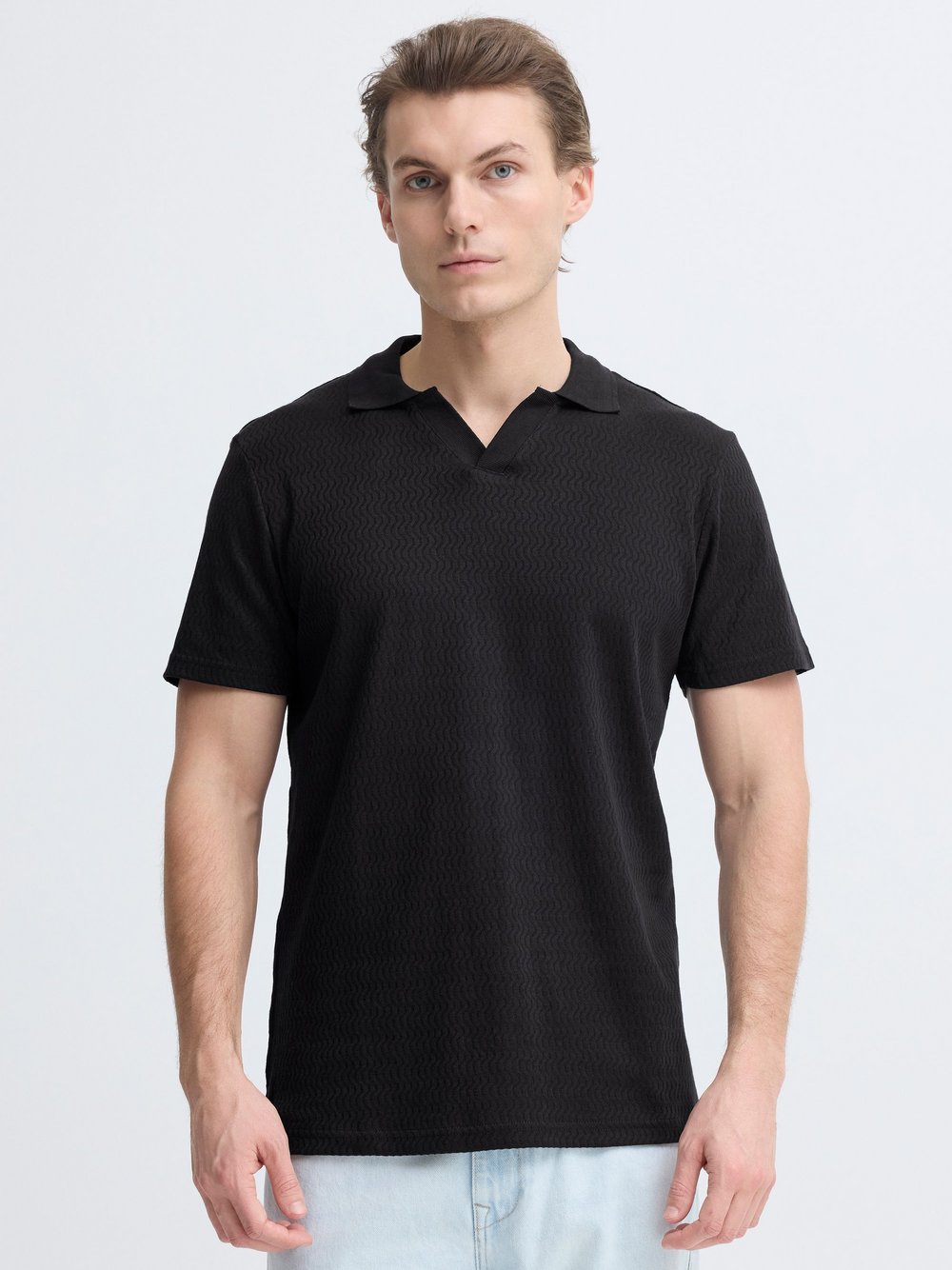 BLEND Poloshirt Herren Baumwolle schwarz, L