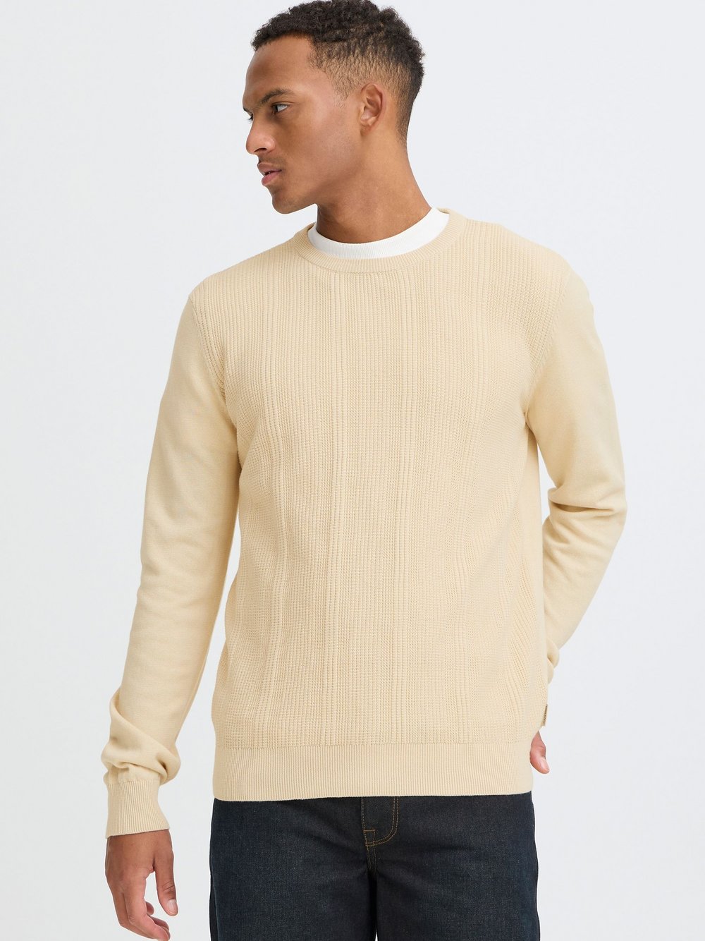 BLEND Strickpullover Herren Baumwolle mehrfarbig strukturiert, L
