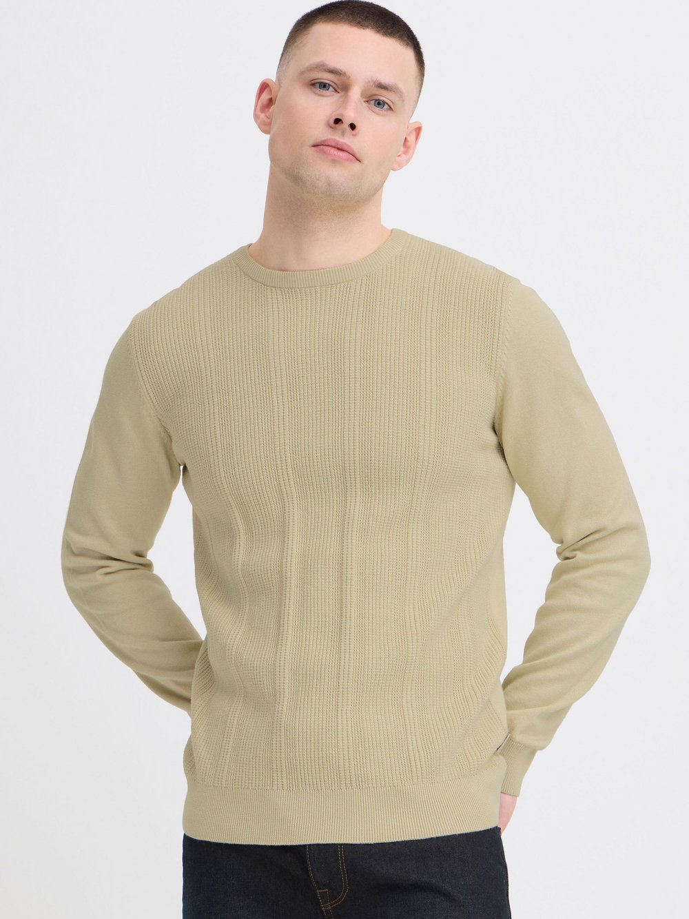 BLEND Strickpullover Herren Baumwolle mehrfarbig strukturiert, L