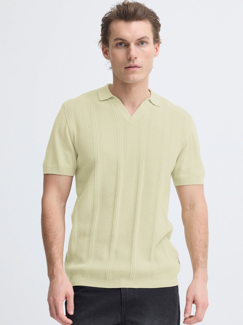 Thumbnail - BLEND Poloshirt Herren Baumwolle grün strukturiert, L
