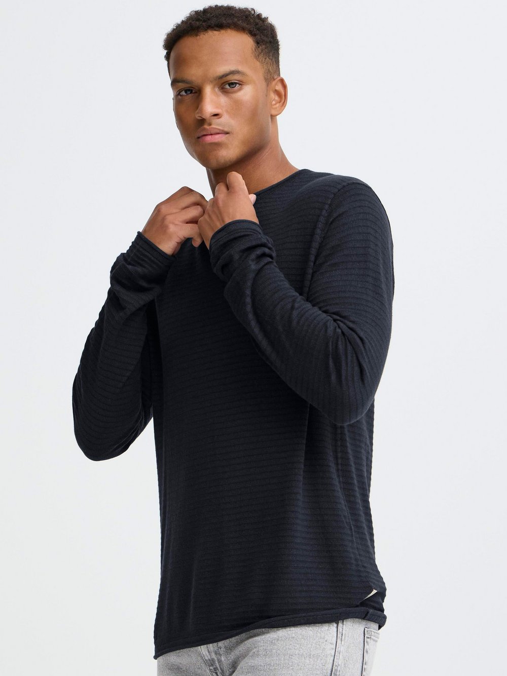 BLEND Strickpullover Herren Textil blau gestreift, S