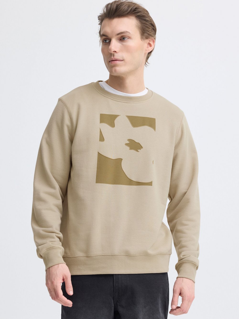 BLEND Sweatshirt Herren Baumwolle beige, M