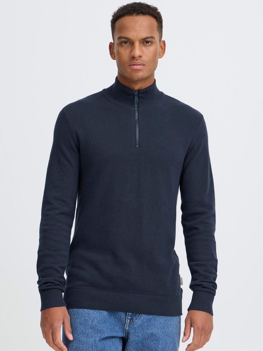 BLEND Troyer Herren Baumwolle blau strukturiert, M