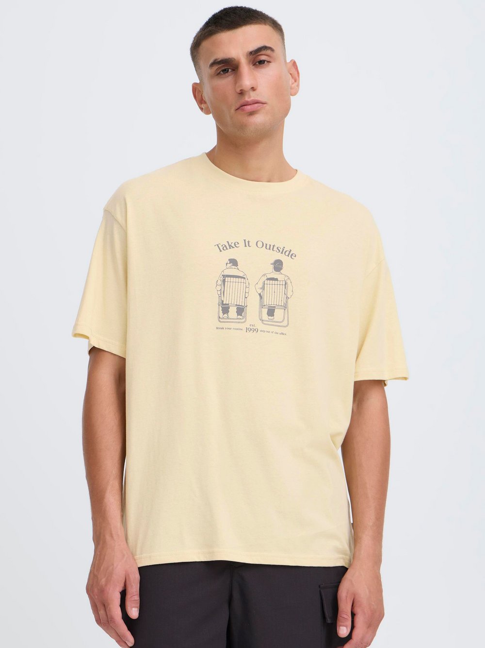 Solid T-Shirt Herren Baumwolle gelb bedruckt, M