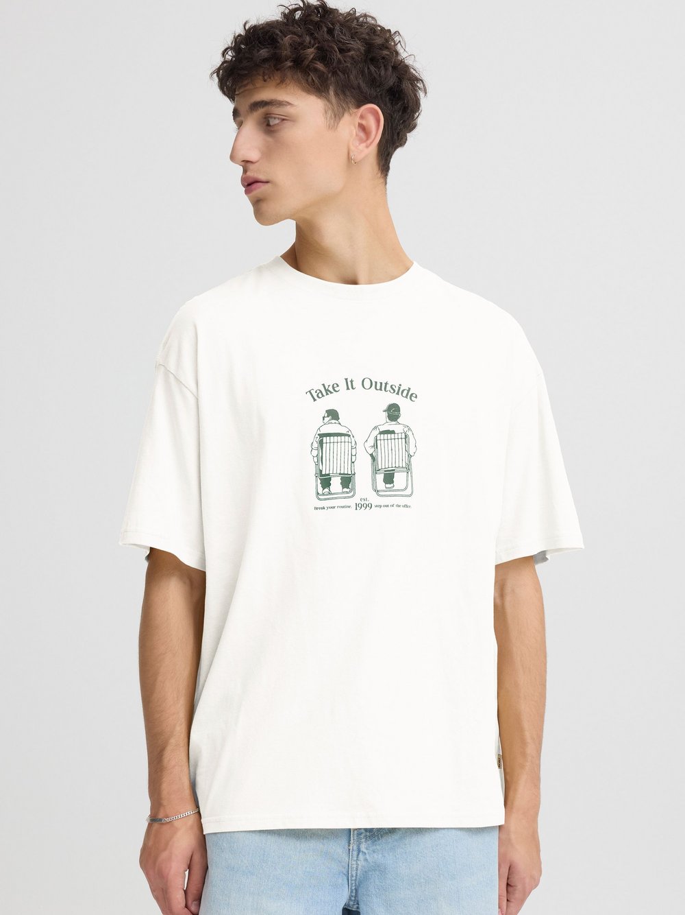 Thumbnail - Solid T-Shirt Herren Baumwolle weiß bedruckt, M