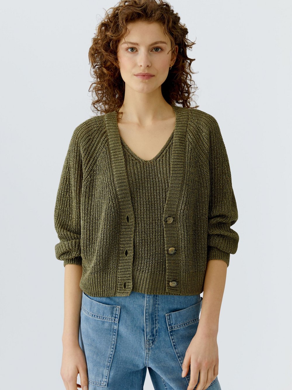 Oui Strickjacke Damen grün, 46