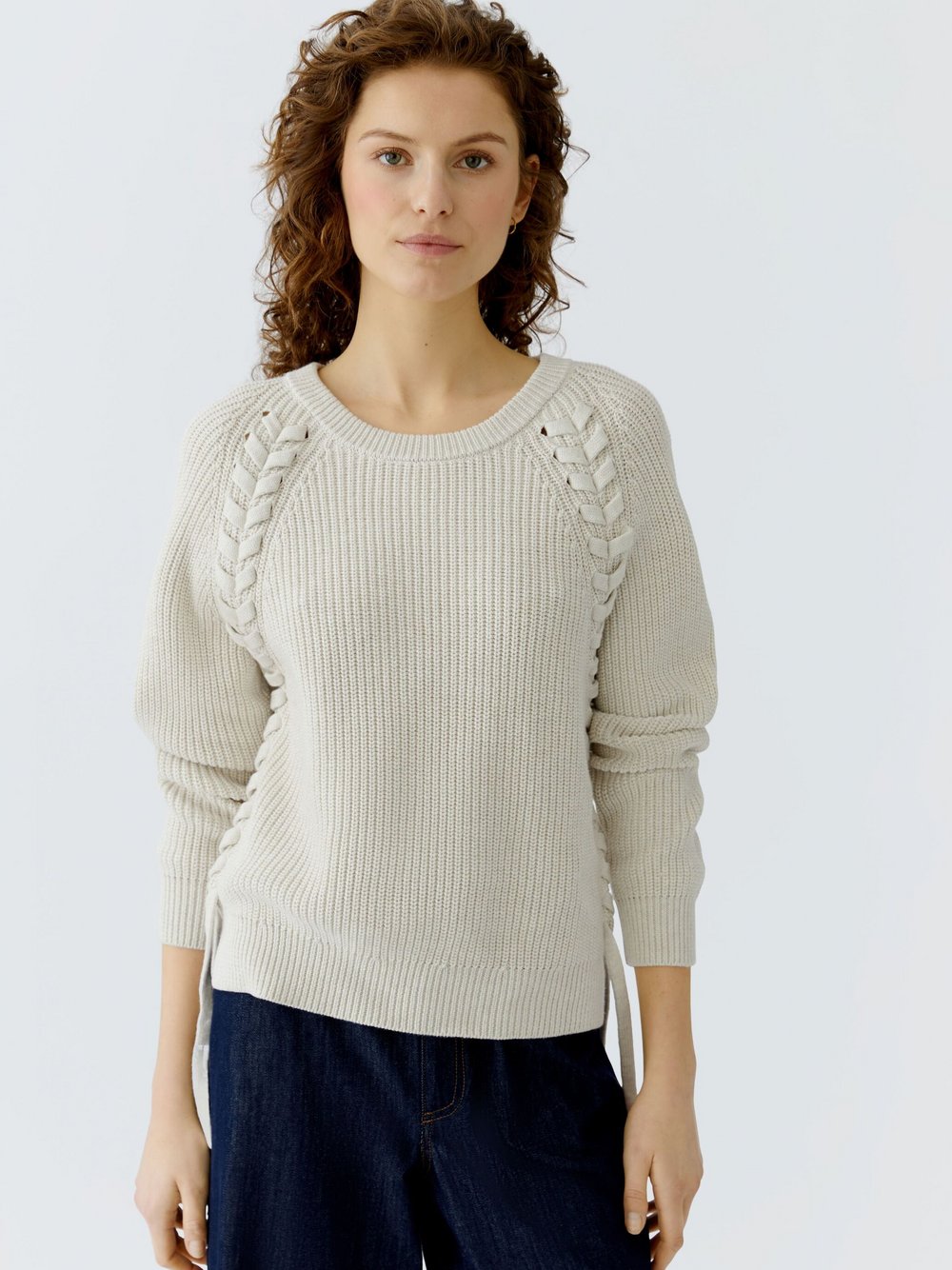 Oui Pullover Damen Baumwolle weiß, 34