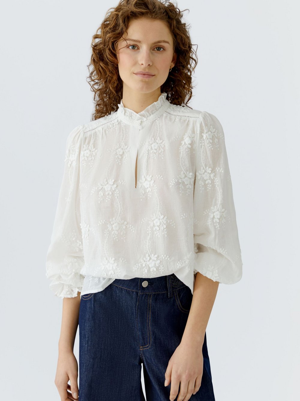 Thumbnail - Oui Bluse Damen Baumwolle weiß, 38