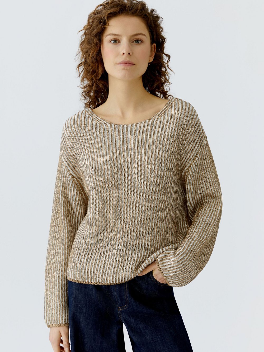 Oui Pullover Damen beige, 34