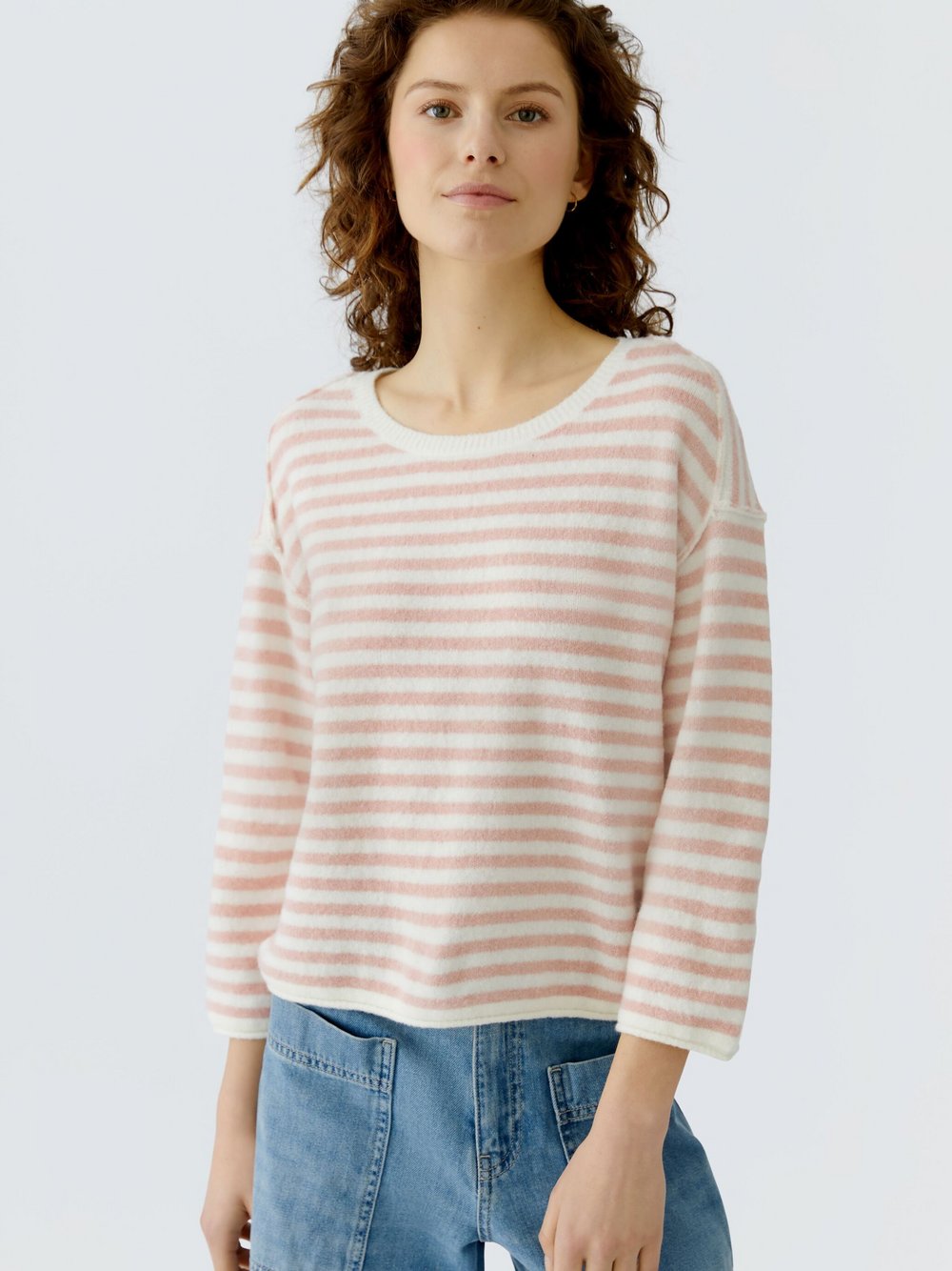 Thumbnail - Oui Pullover Damen Textil rosa gestreift, 44