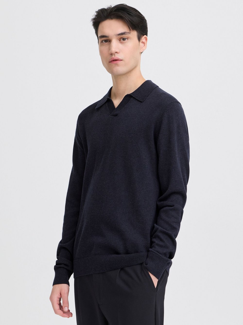 CASUAL FRIDAY Strickpullover Herren Baumwolle blau meliert, XXL