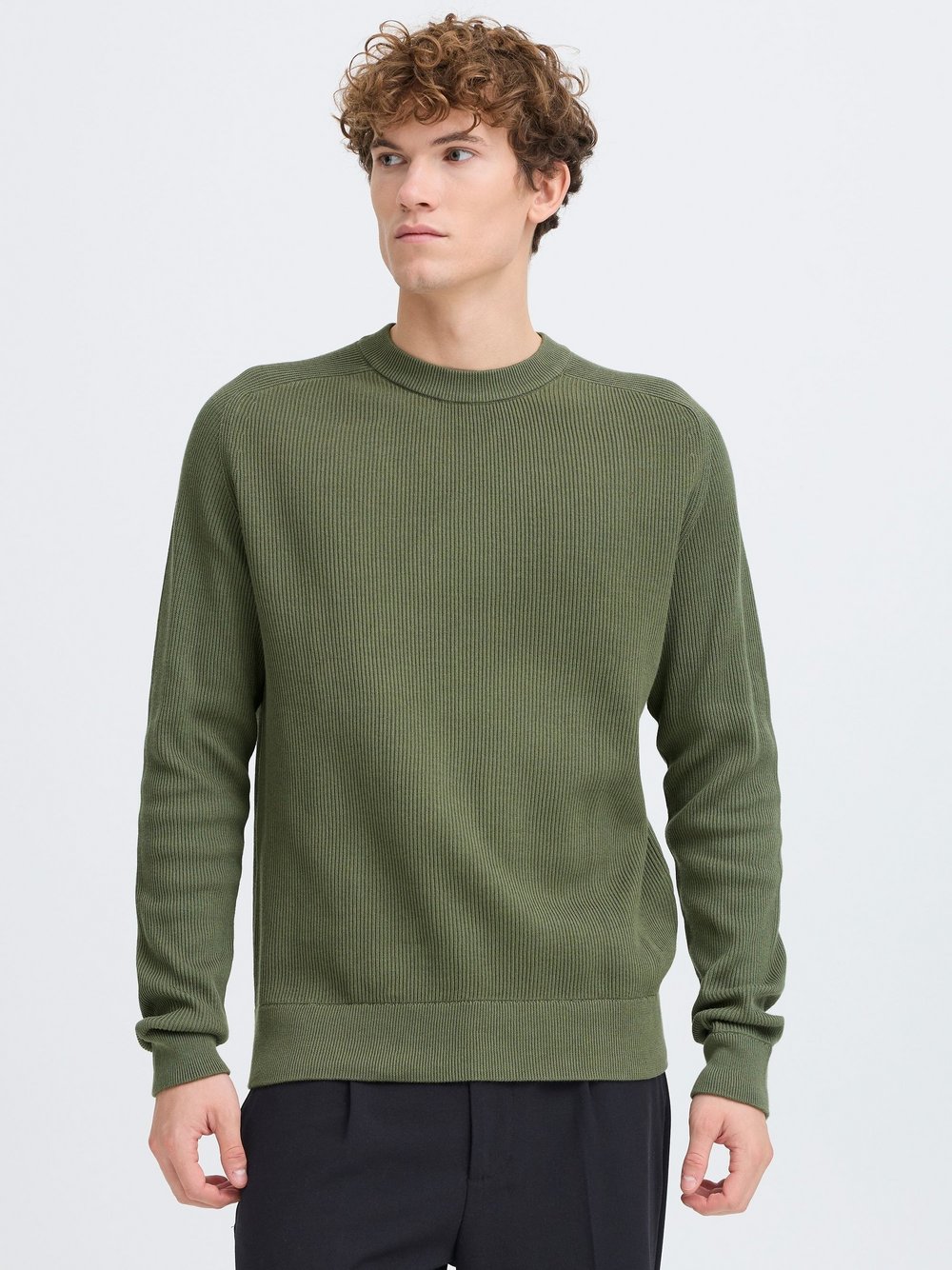 CASUAL FRIDAY Strickpullover Herren Baumwolle grün strukturiert, L