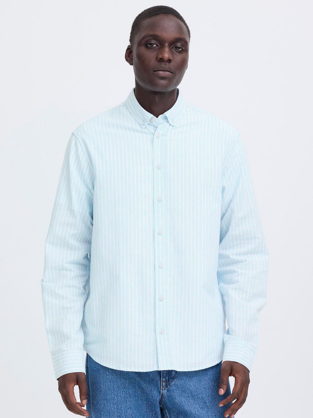 BLEND Langarmhemd Herren Regular Fit Baumwolle blau gestreift, XXXL