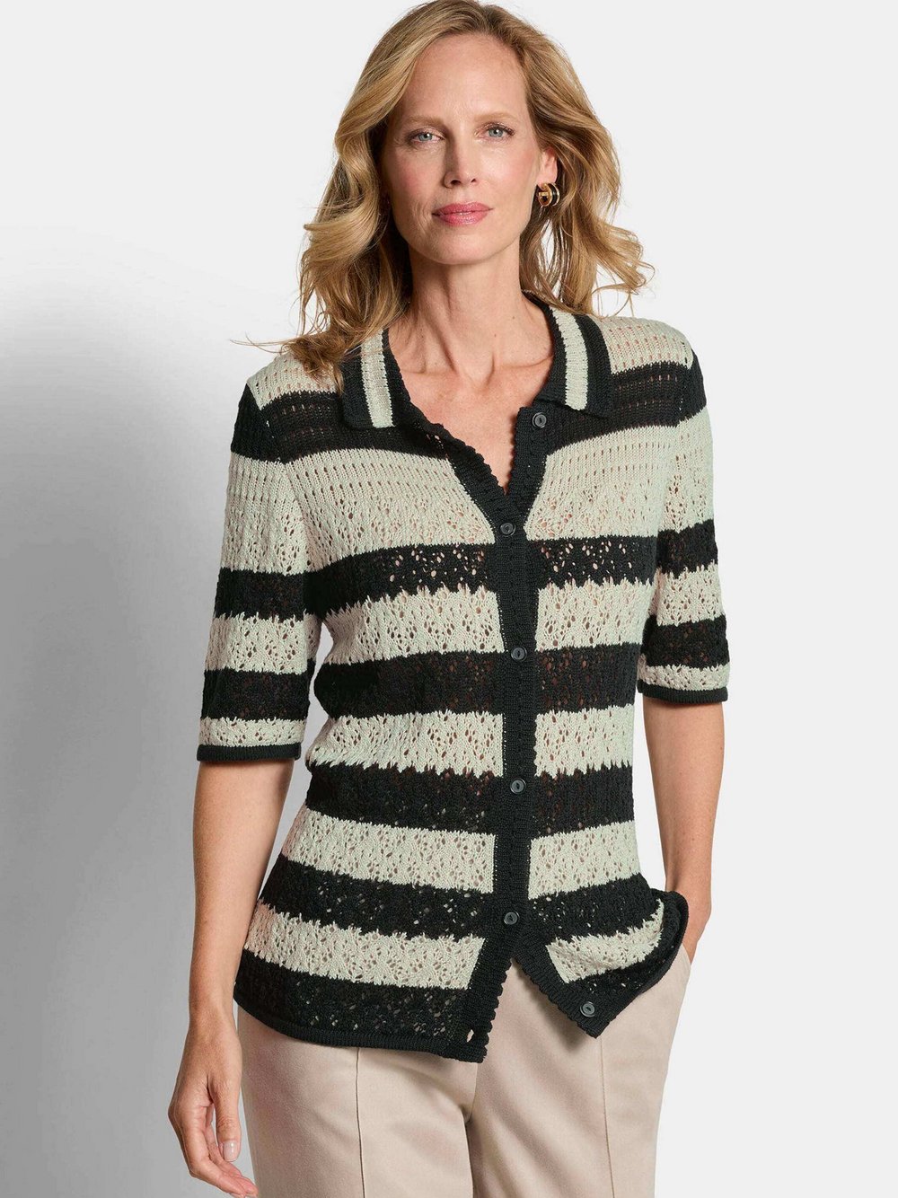 Goldner Strickjacken grafisch Damen Baumwolle braun strukturiert, 38