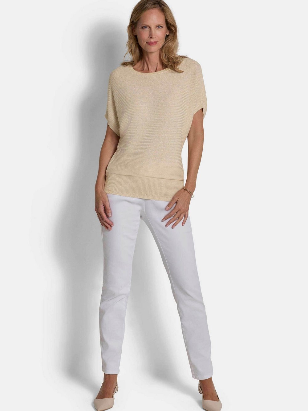 Goldner Pullover Damen Viskose weiß, 18