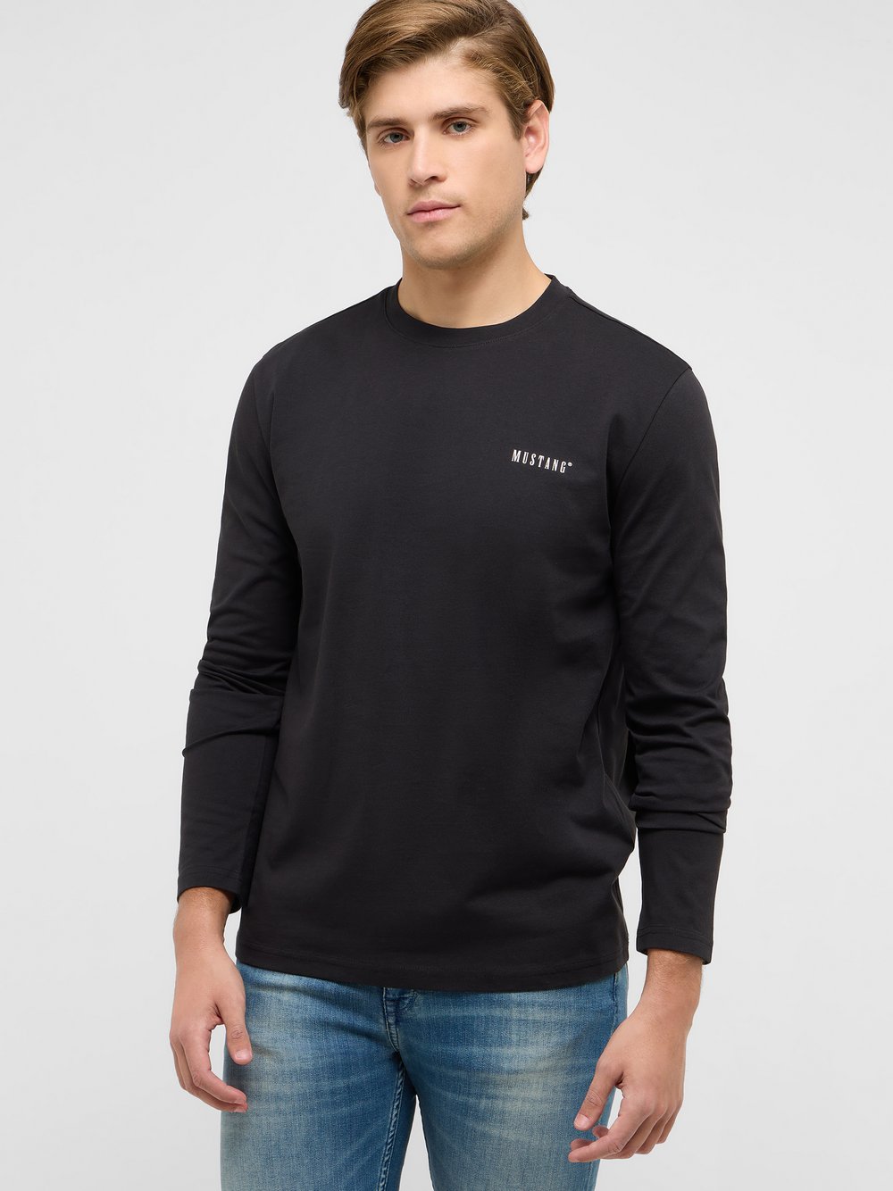 Mustang Langarmshirt Herren Baumwolle schwarz, M