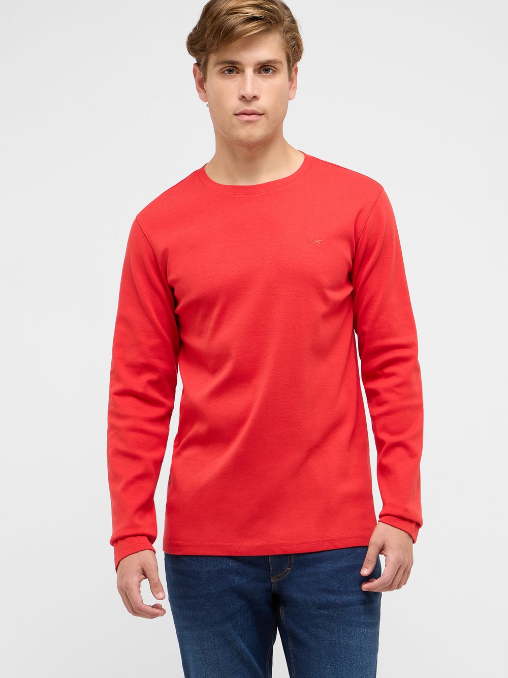 Mustang Langarmshirt Herren Baumwolle rot, XXXL