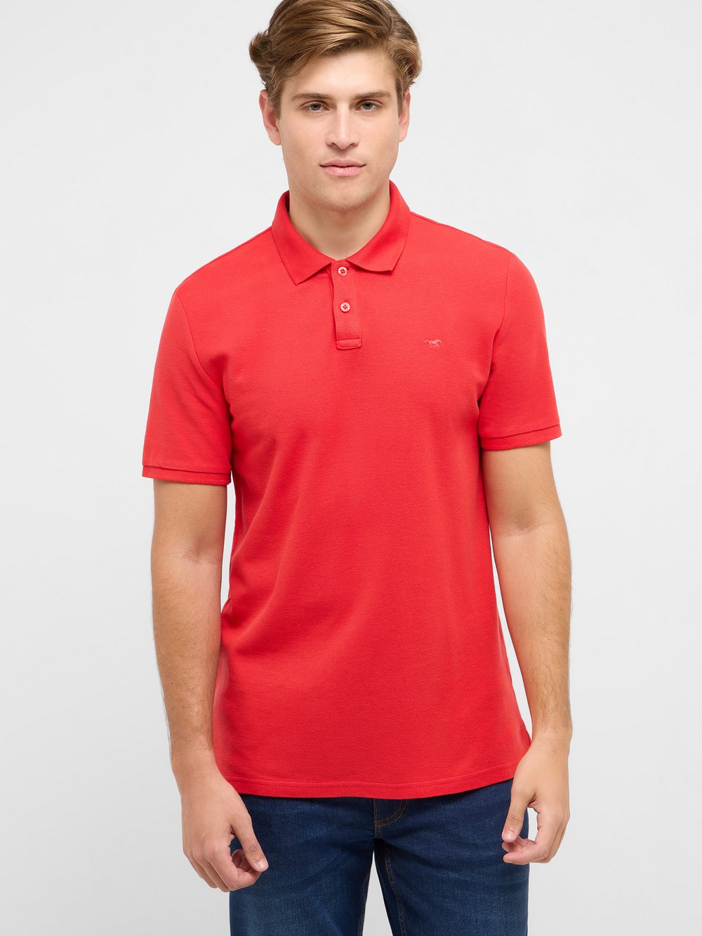 Mustang Polo Herren Baumwolle rot, S
